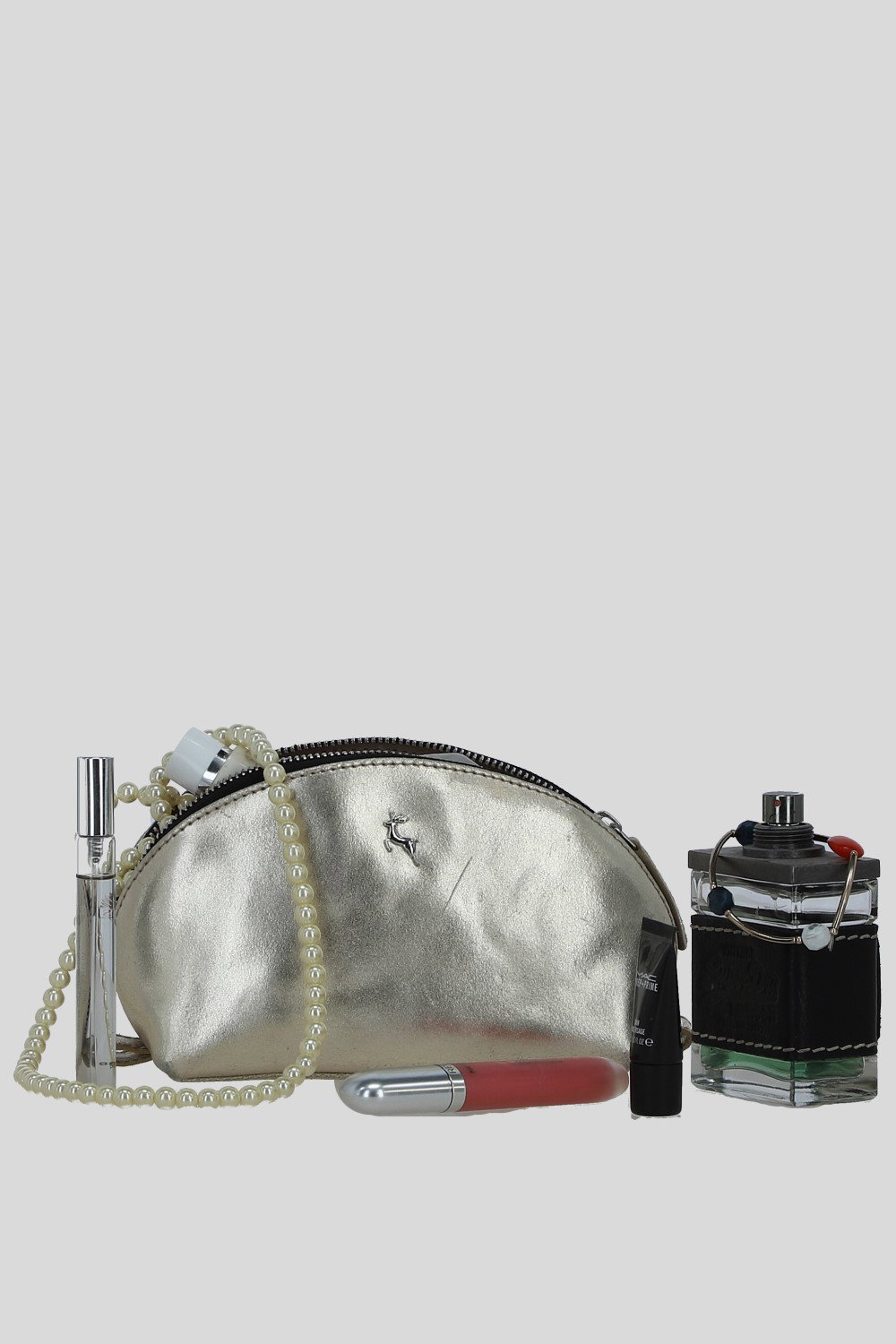 Gold 'Philippa' Real Leather Makeup Bag, Image 2 of 4