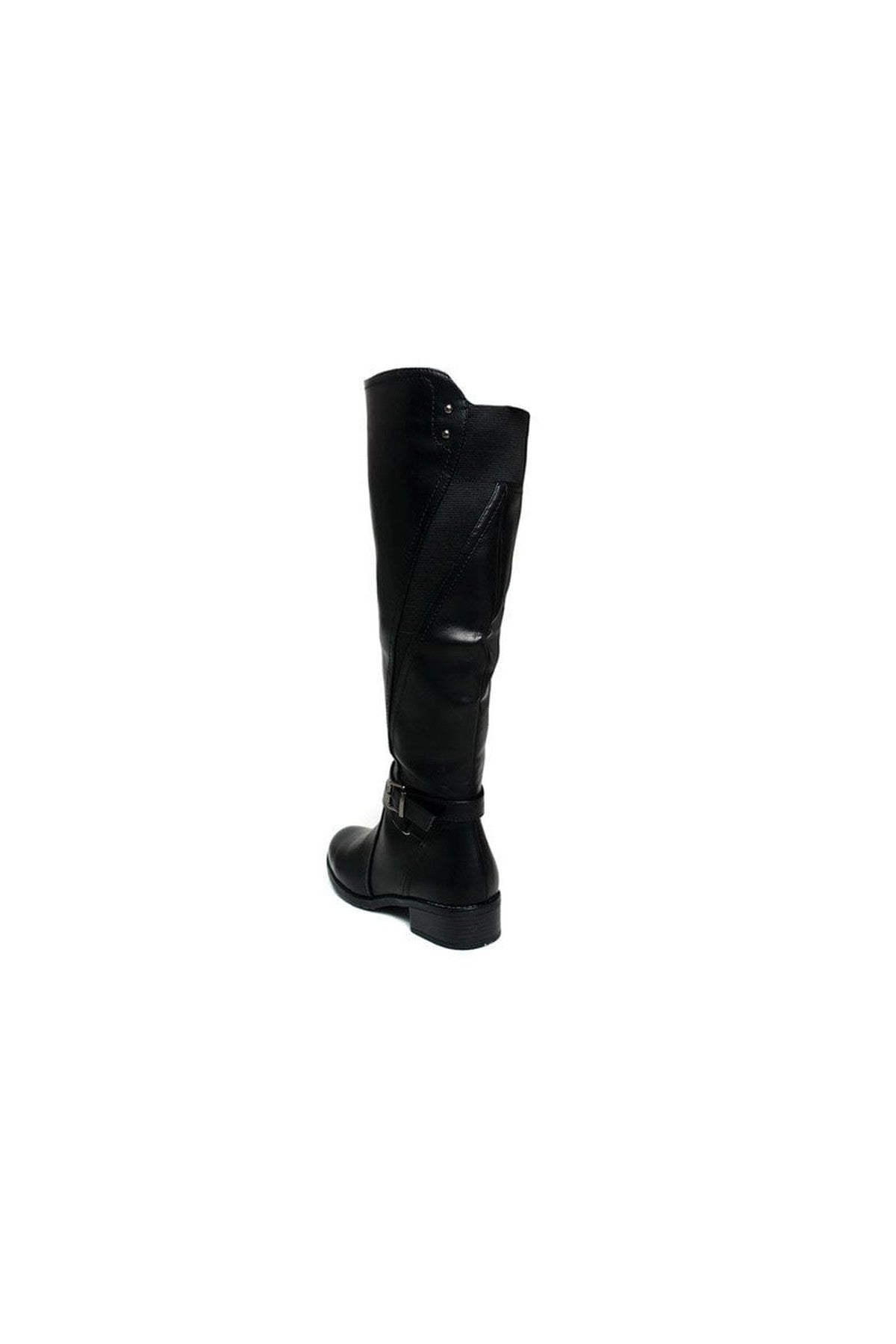 Black iKrush Black Nina Faux Leather Buckle Knee High Boots, Image 5 of 8