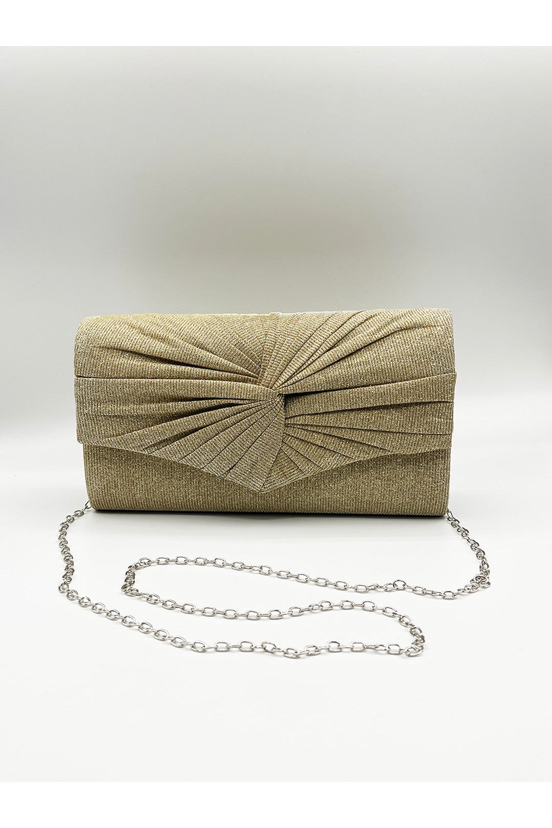 Gold Ruched Clutch Bag, Image 2 of 5