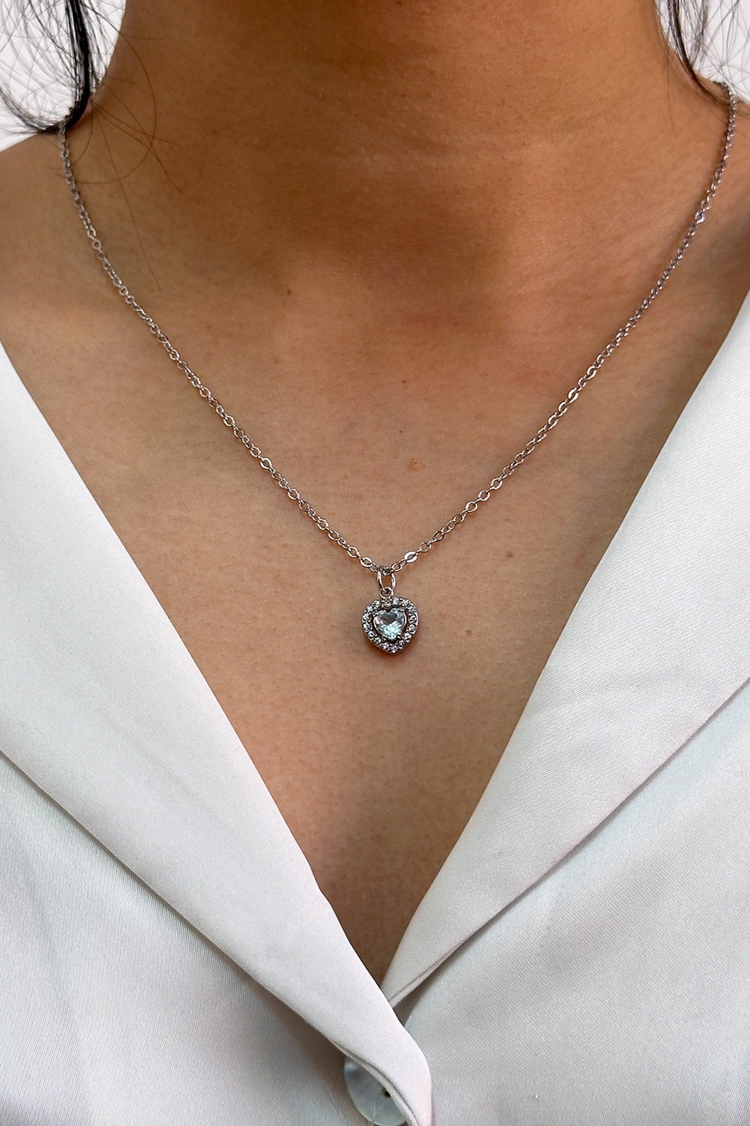 Blue Crystal Heart Pendant Necklace - Gift Boxed, Image 1 of 5