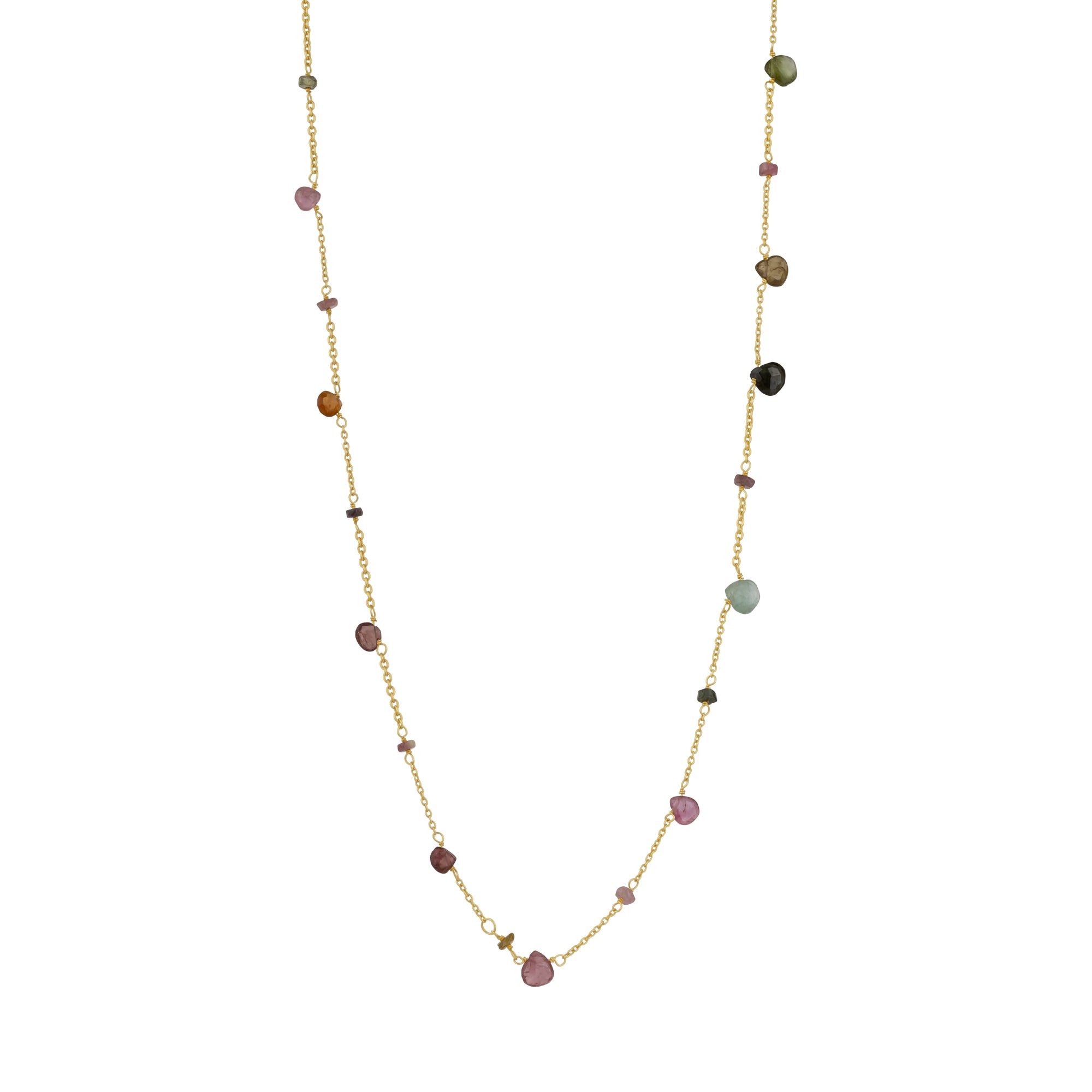 Gold Sterling Silver Fine Tourmaline Long Necklace, Image 1 of 1