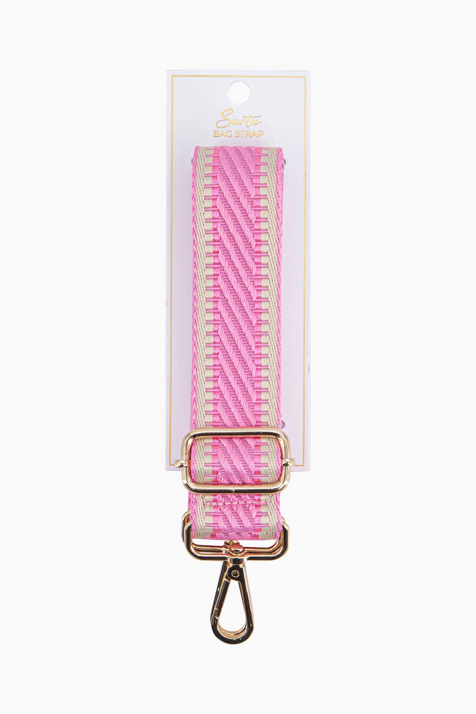Pink Stripe Trim Woven Bag Strap, Image 4 of 4