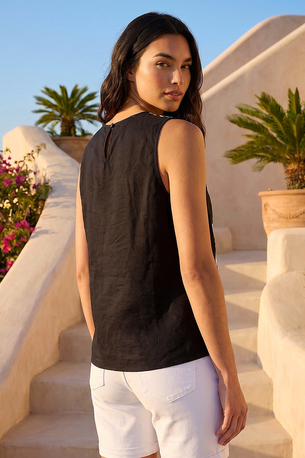 Black Butterfly Embroidered Vest Top, Image 4 of 4