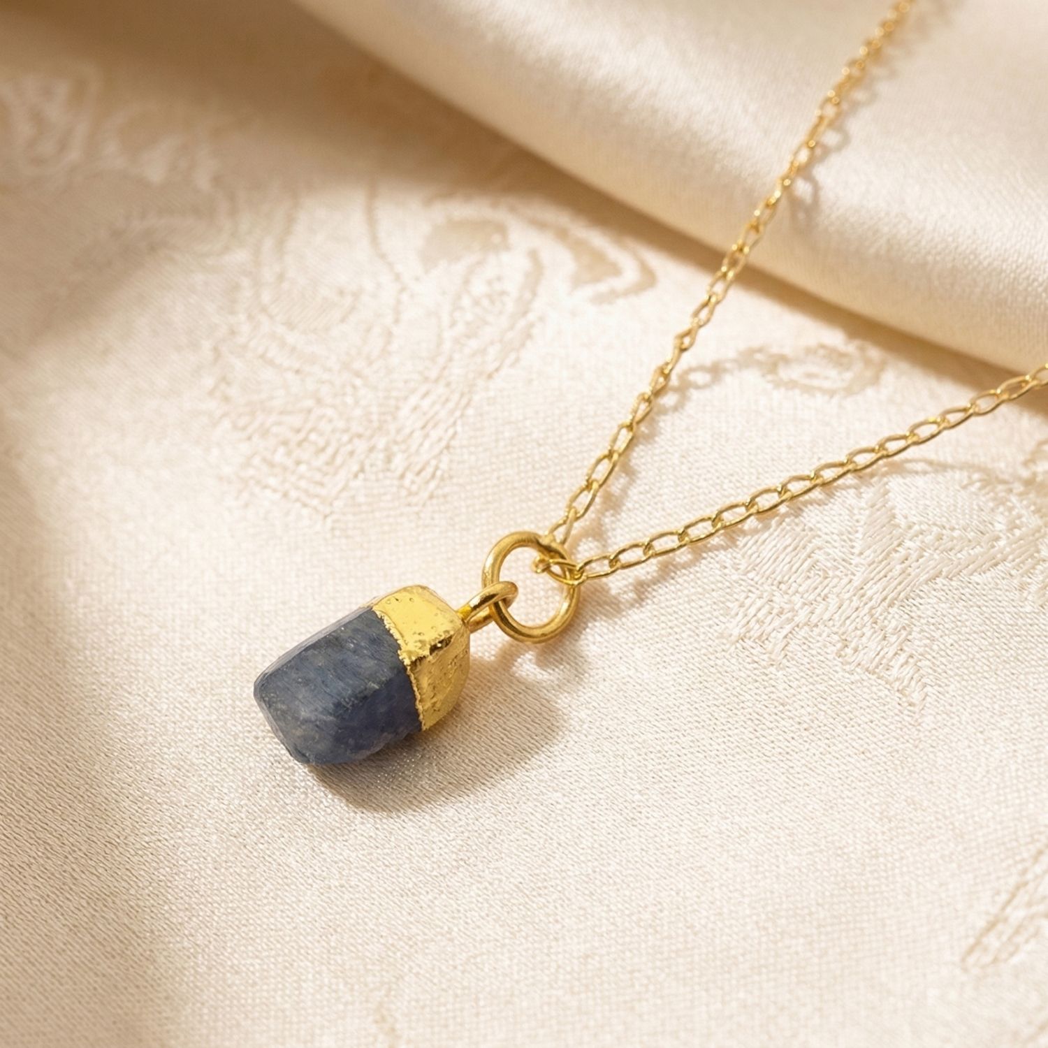 Gold Raw Sapphire September Birthstone Gold Plated Necklace, Image 1 of 4