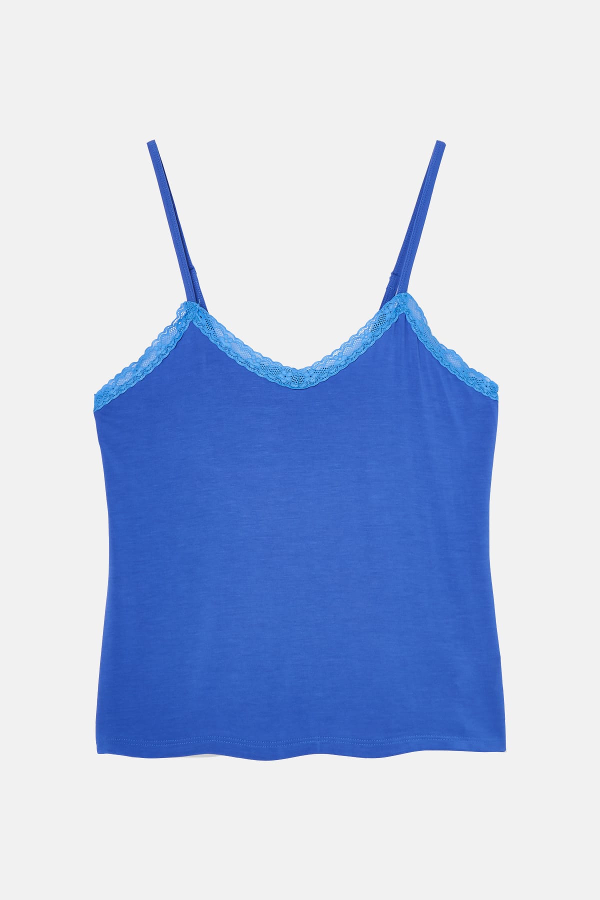 Blue "Ultra Blue" Bamboo Lace Camisole Short Pyjama Set, Image 5 of 6