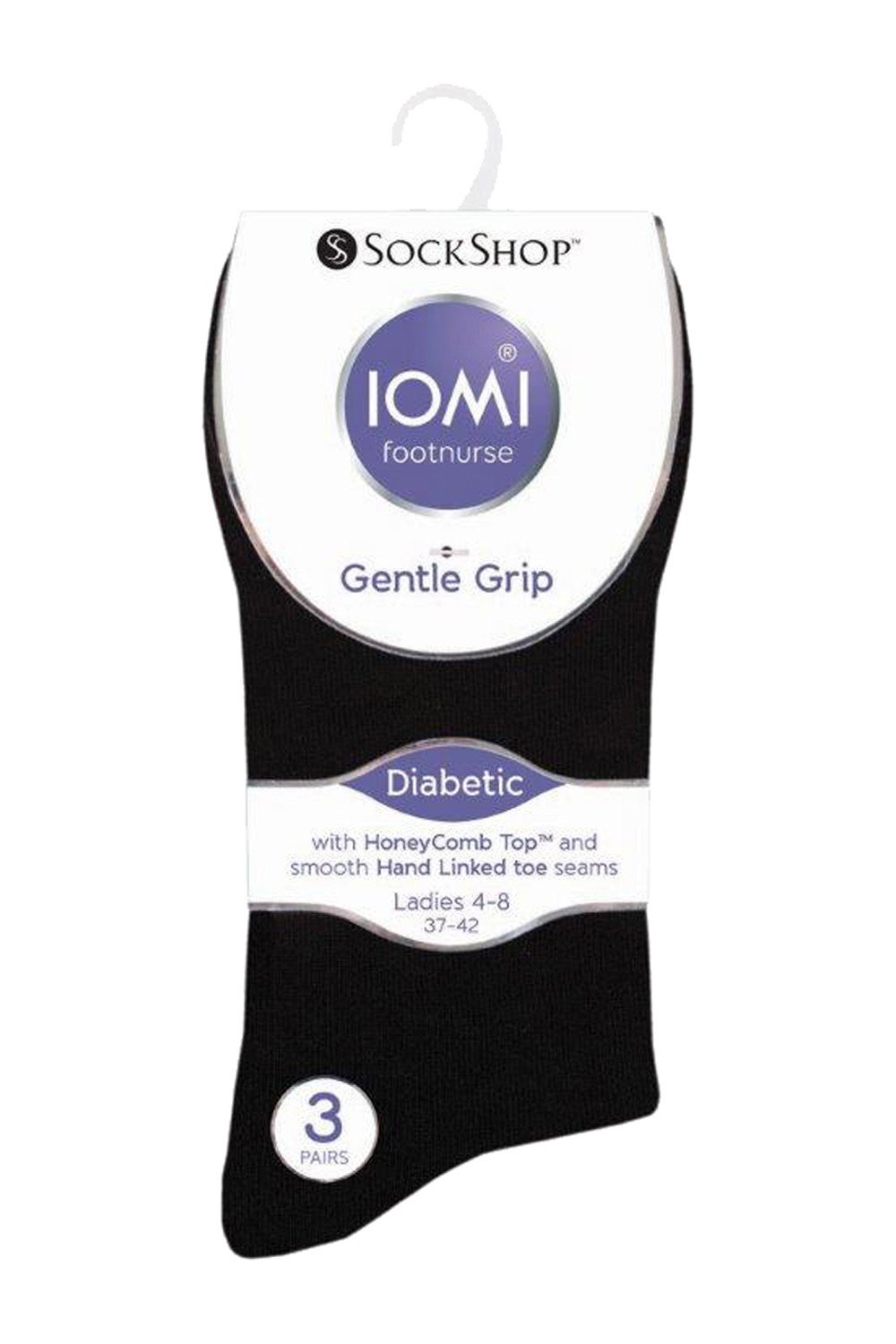Black 6 Pack Non Elastic Diabetic Socks, Image 2 of 5