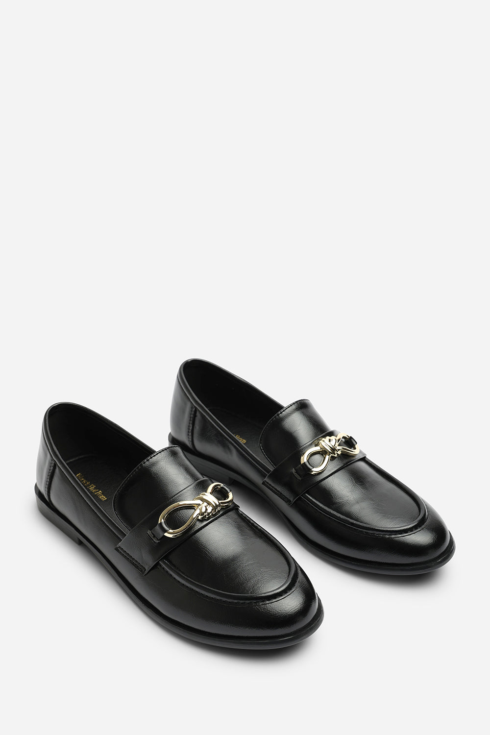 Black Freyja Knot Trim Hardware Detail Flat Loafers, Image 4 of 6