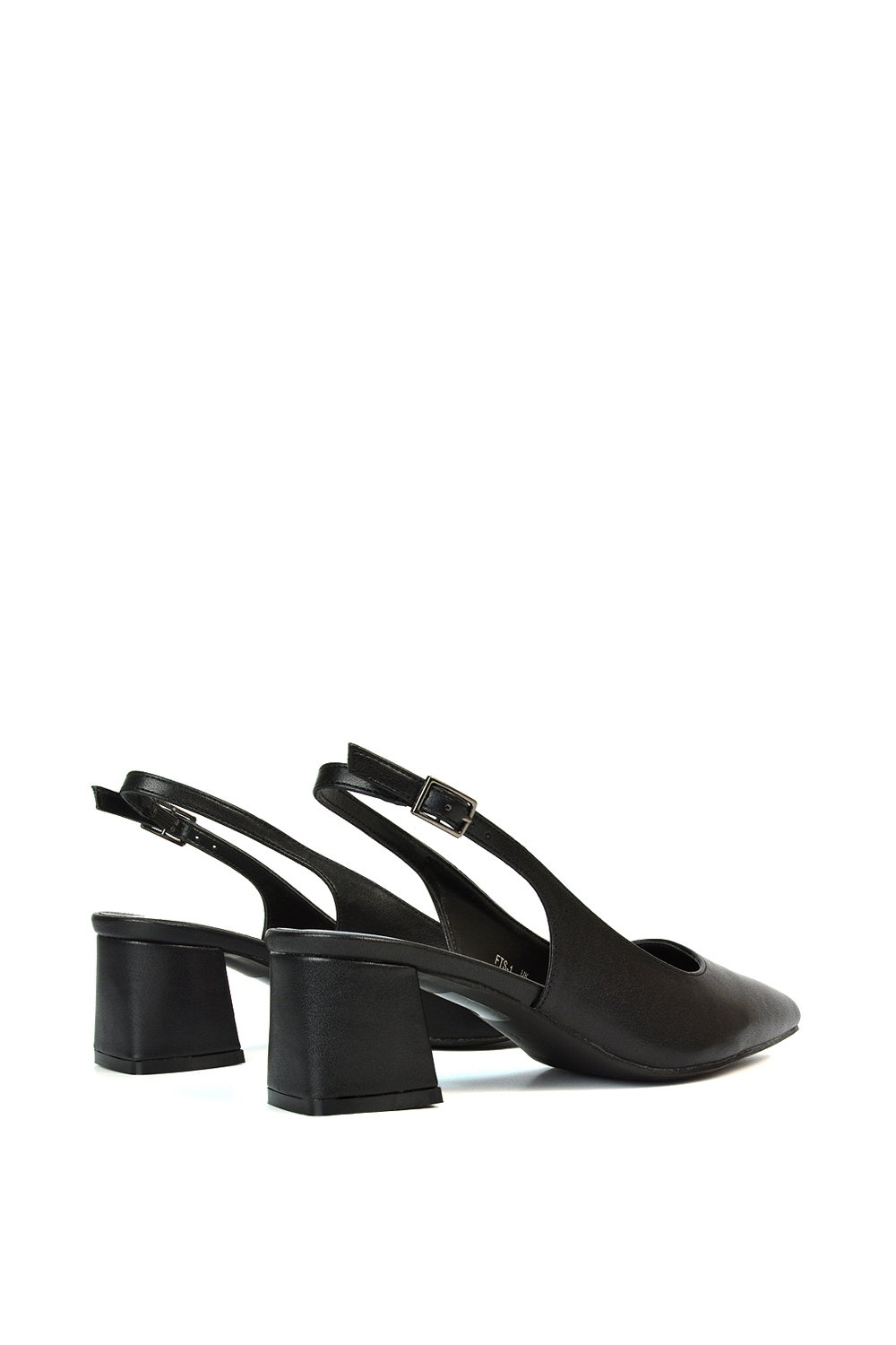 Black XY LONDON Black 'Devon' Court Shoe Block Heels With Slingback, Image 6 of 6