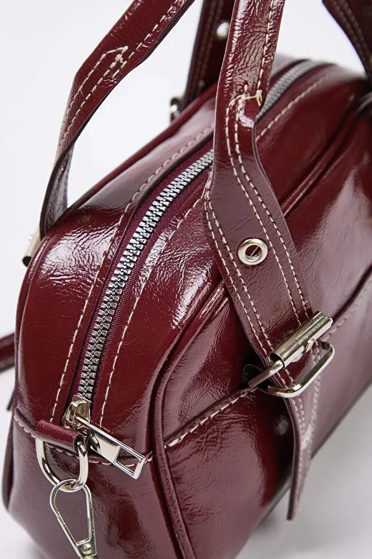 Burgundy WOVCOR Burgundy Contrast Stitch Mini Bowling Grab Bag, Image 3 of 3