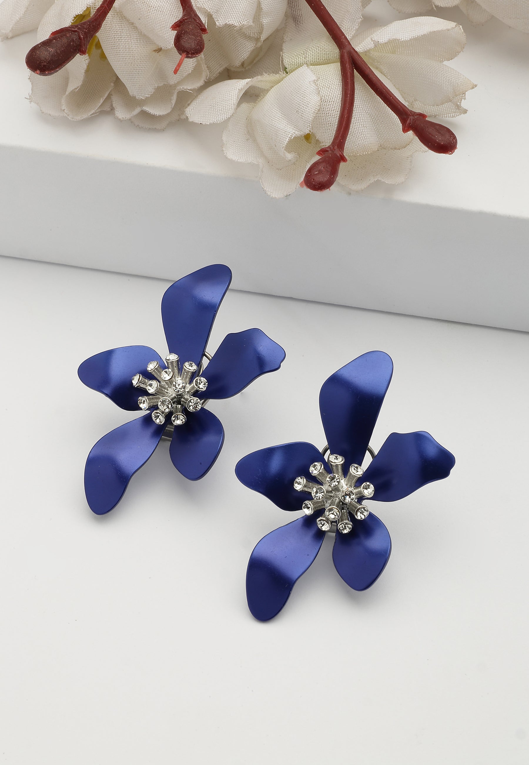 Blue AVANT-GARDE PARIS Blue Floral Stud Earrings, Image 2 of 5