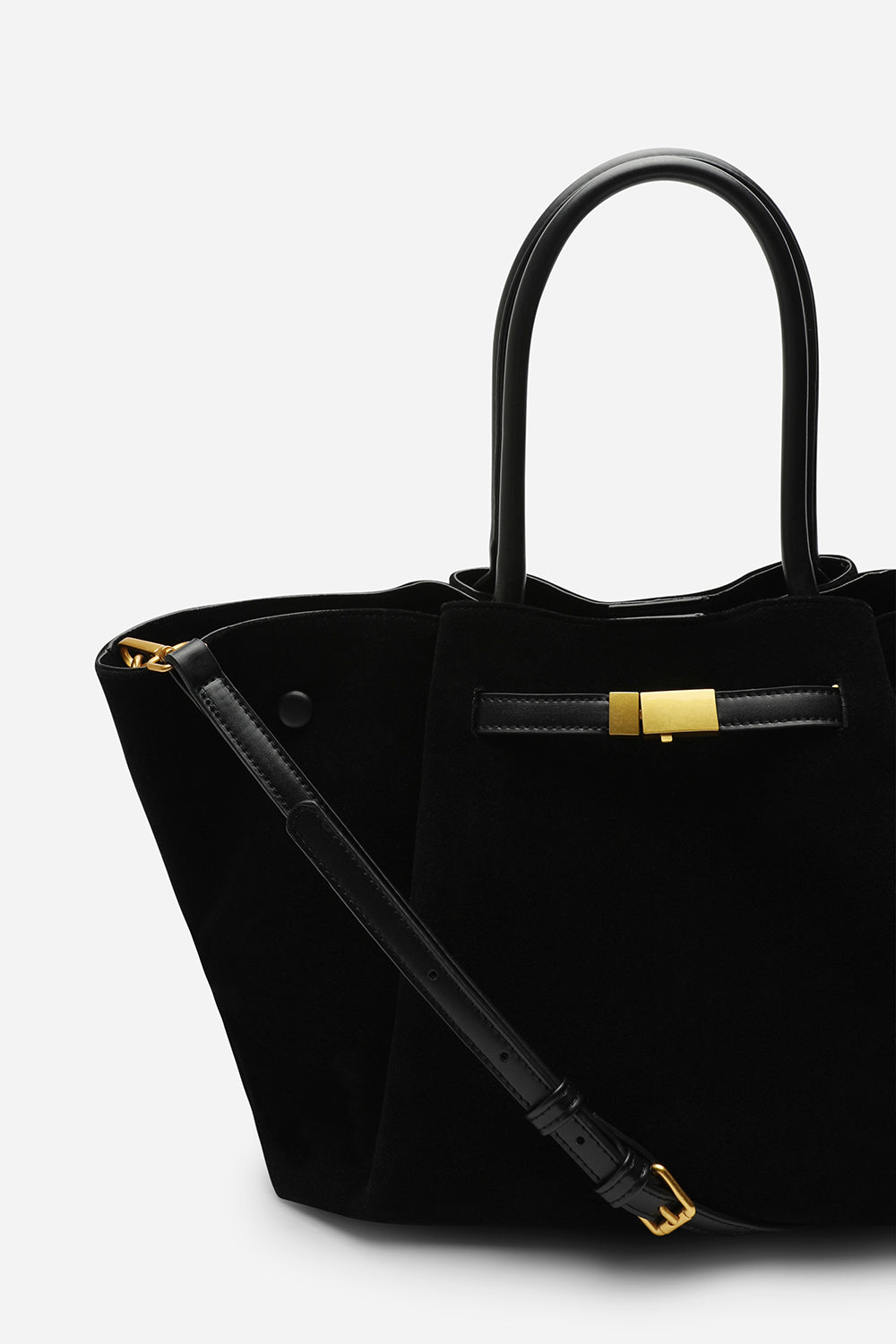 Black Where's That From Black 'Dove' Suede Handheld Tote Bag, Image 4 of 6