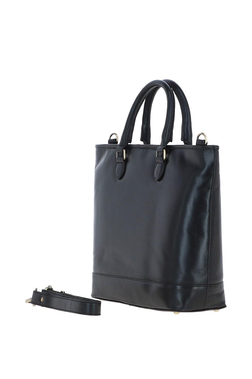 Black Large Real Leather Shopper Bag, Image 2 of 4