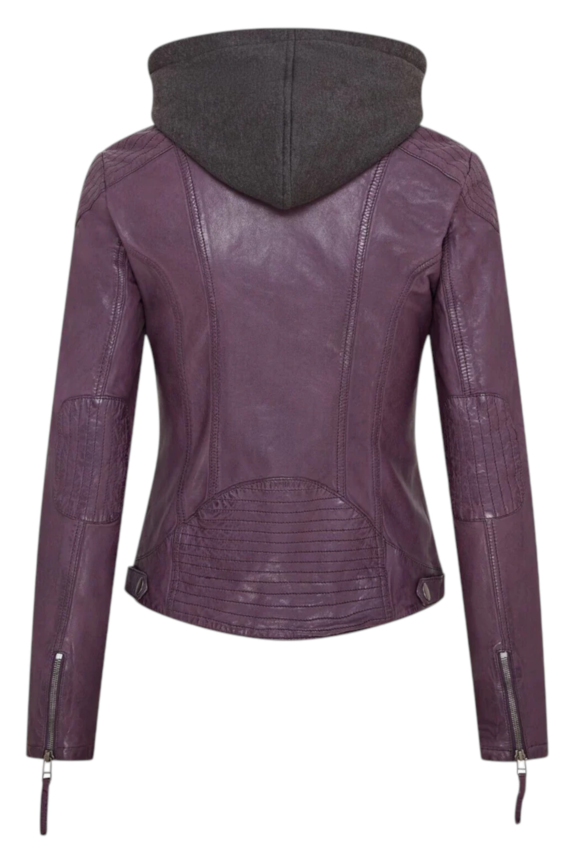 Purple Womens Hooded Biker Jacket - Brazz, Image 2 of 5