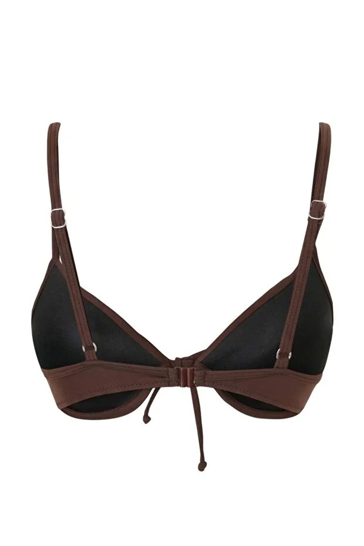 Brown WOVCOR Brown Bow Detail Padded Balconette Bikini Top, Image 2 of 2