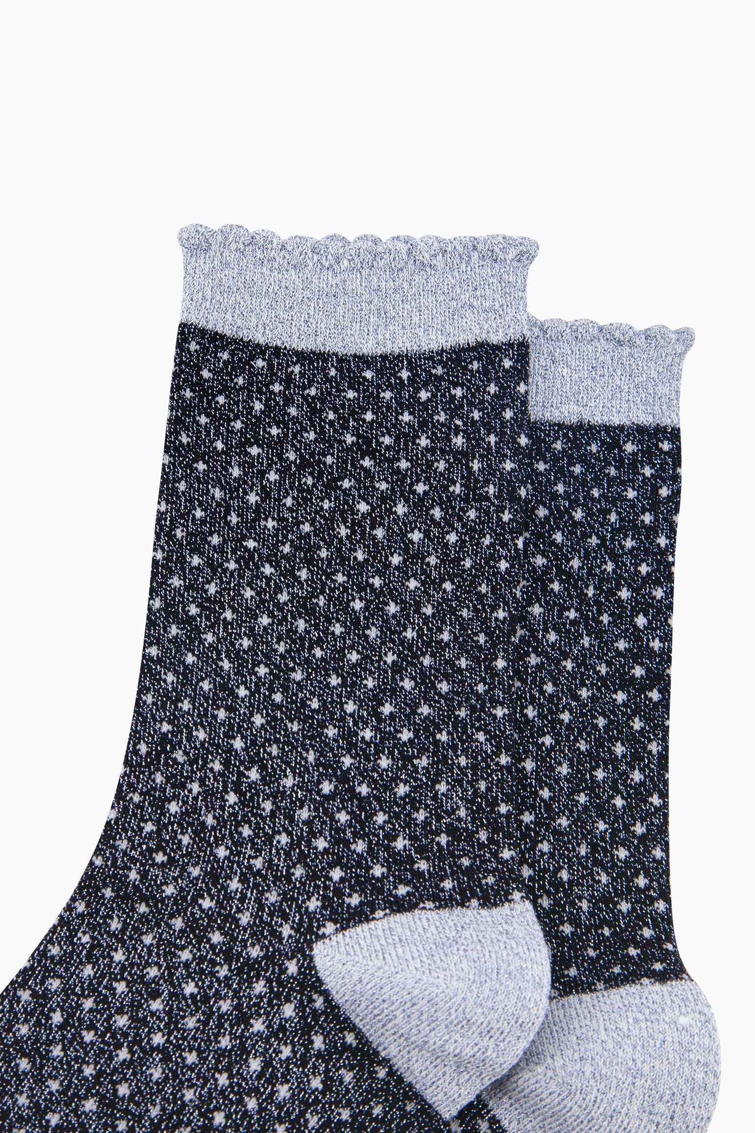 Navy Blue Sock Talk Navy Blue Polka Dots Combed Cotton Glitter Socks, Image 2 of 4