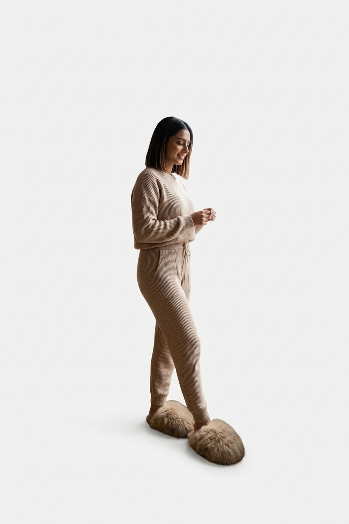 Beige Nadia Fluffy Faux Fur Slippers, Image 3 of 8