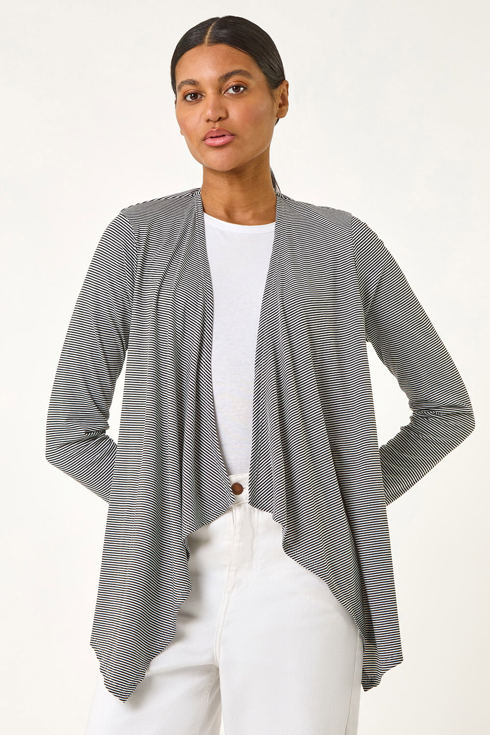 Black Waterfall Stetch Jersey Cardigan, Image 5 of 5