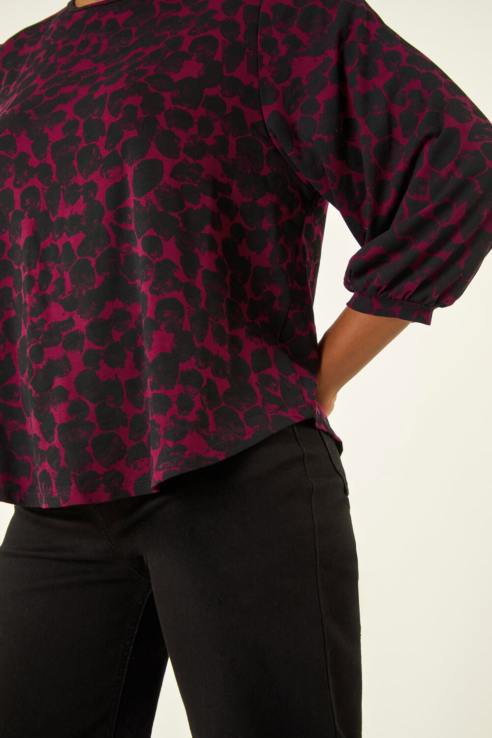 Wine Abstract Spot Print Top, Image 6 of 5