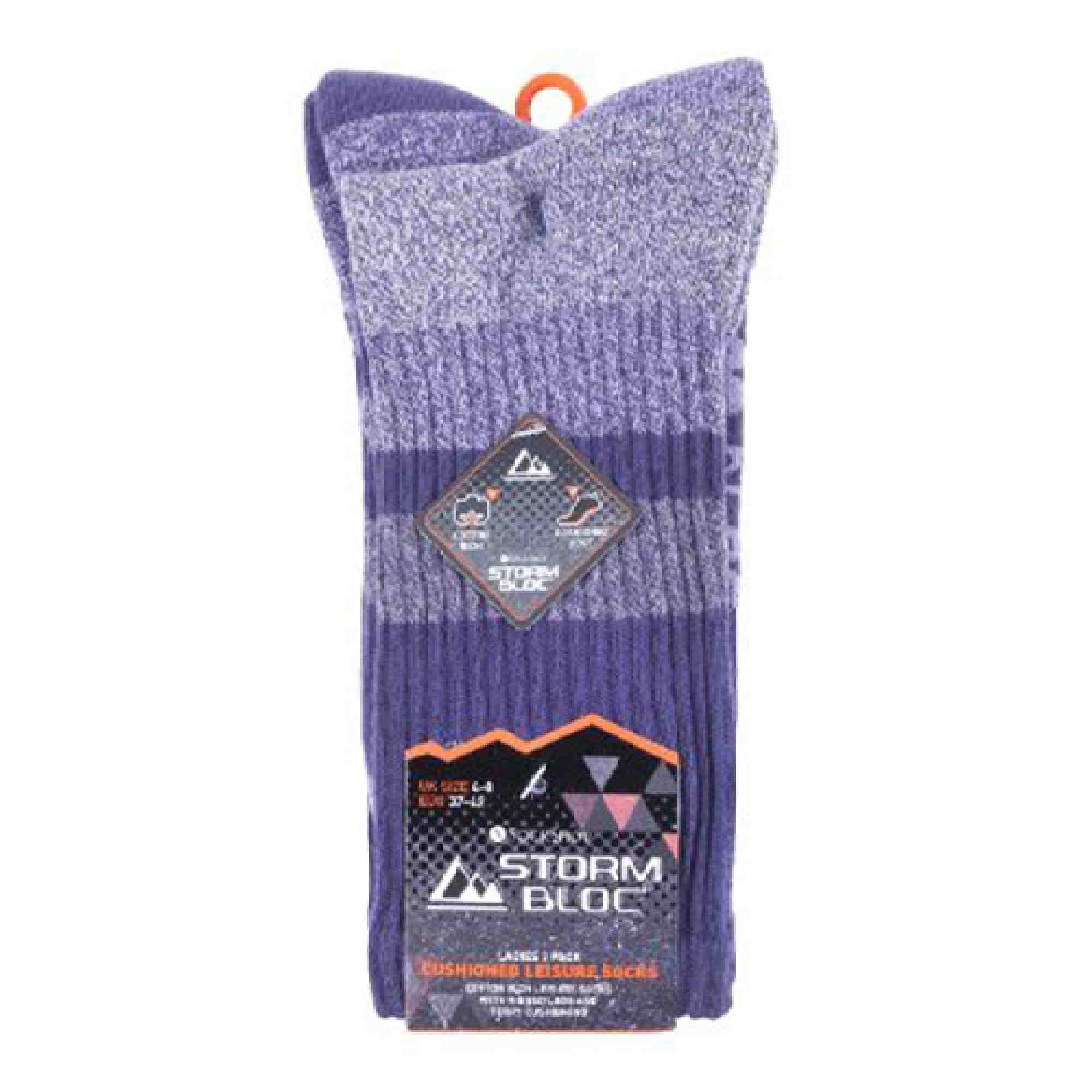 Purple 3 Pack Padded Sole Cotton Hiking Socks, Image 4 of 4
