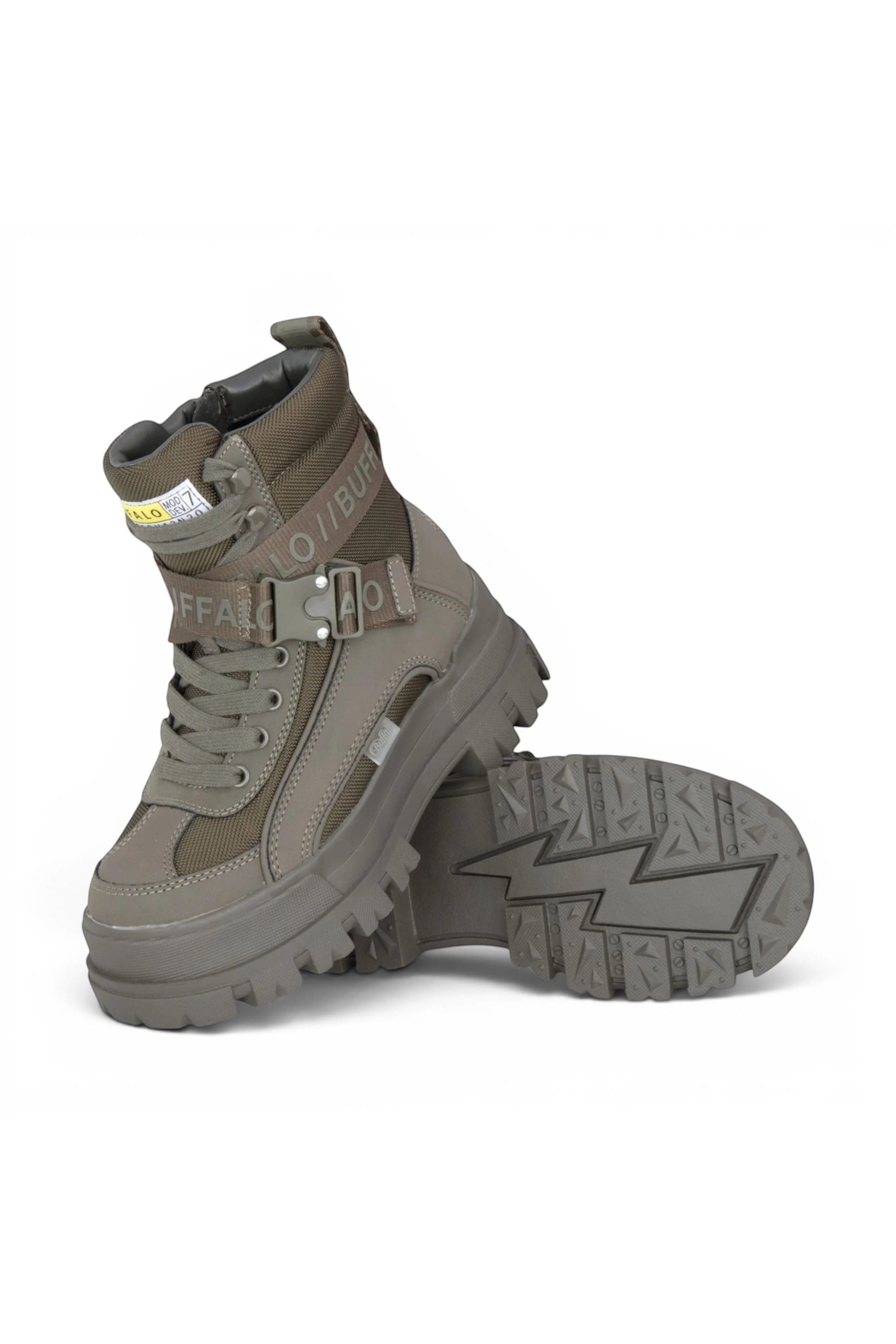 Brown Womens Combat High Ankle Boots-ASPHA-COM, Image 4 of 7