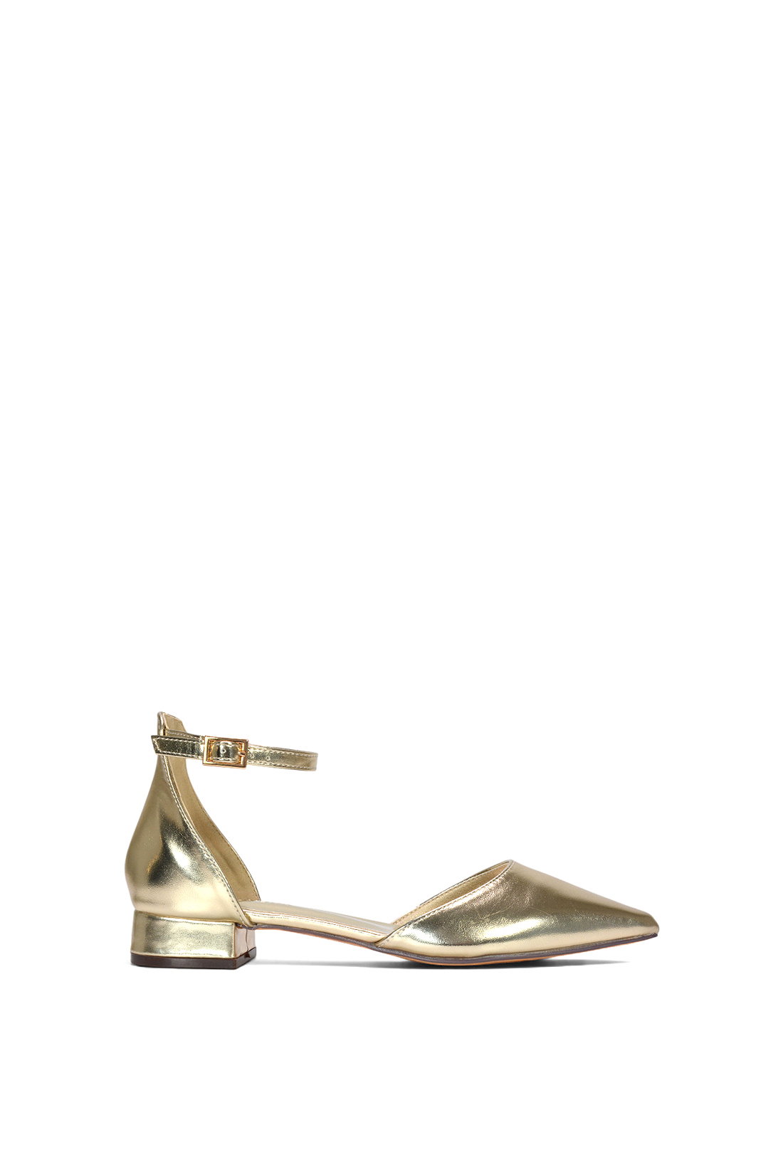 Black 'Jenny' Low Heel Flat Pointed Toe Ankle Strap Court Shoes