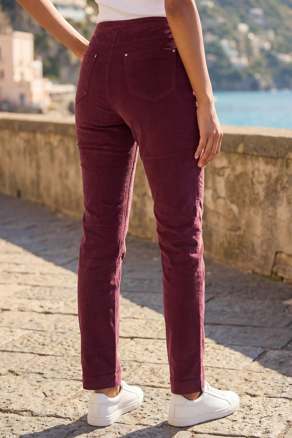 Bordeaux Corduroy Straight Stretch Trouser, Image 4 of 4