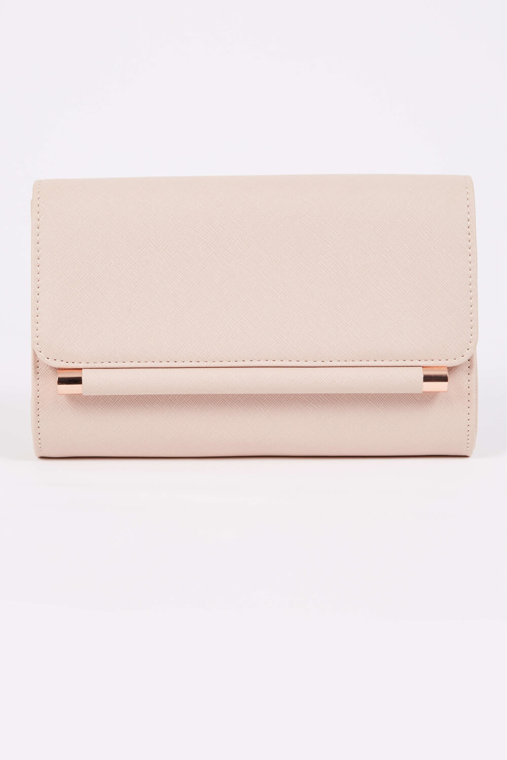 Rose Gold Metal Bar Foldover Clutch Bag, Image 1 of 4