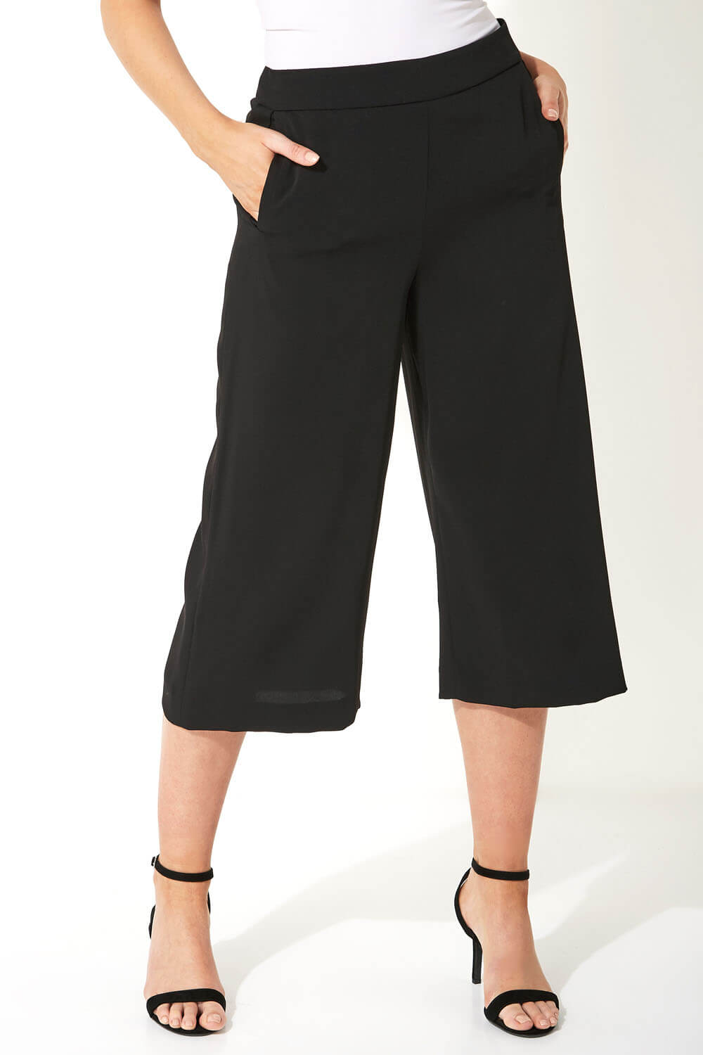 Black Wide Leg Culottes, Image 1 of 5