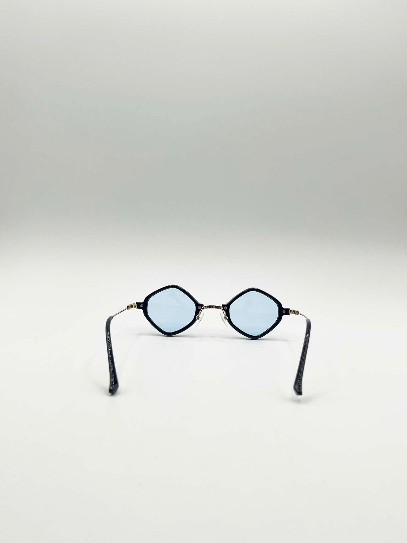 Blue Diamond Shape Sunglasses in Black Blue, Image 4 of 5