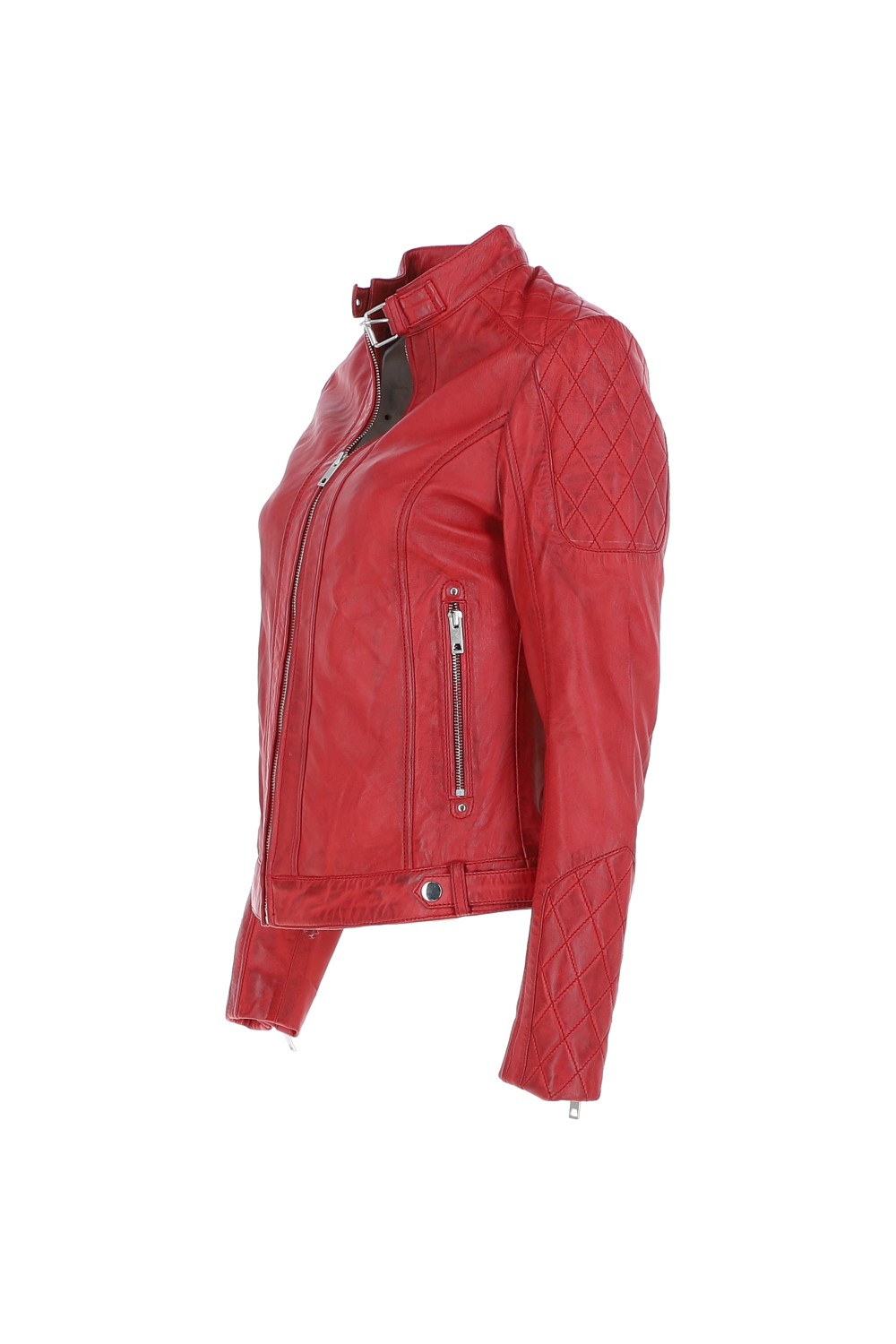 Red Ashwood Leather Red 'Kore' Real Leather Biker Jacket, Image 3 of 5