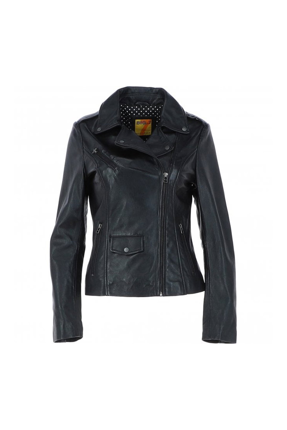 Black 'Furia' Real Leather Slim Fit Biker Jacket