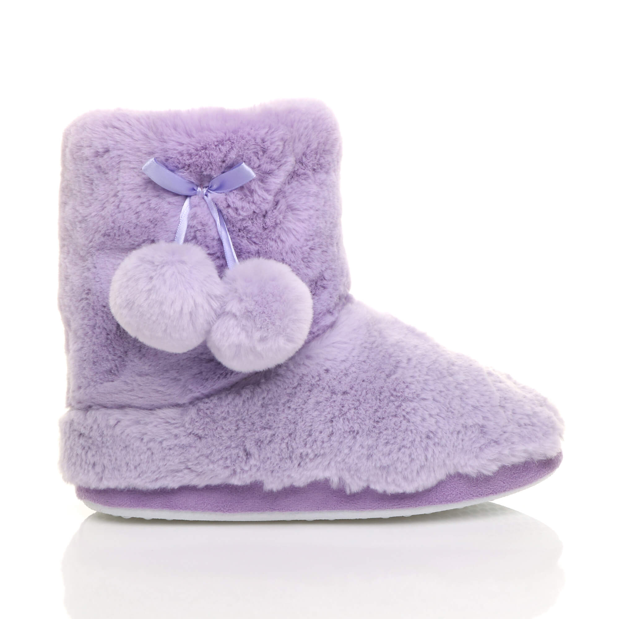 Lilac Faux Fur Lined Slip On Memory Foam Mules Slippers, Image 2 of 6