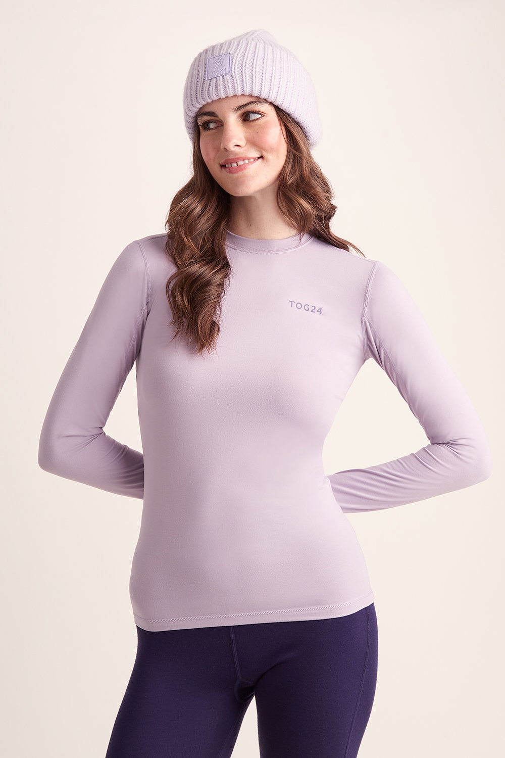 Lavendar Snowdon Thermal Crew Neck Base Layer, Image 1 of 5