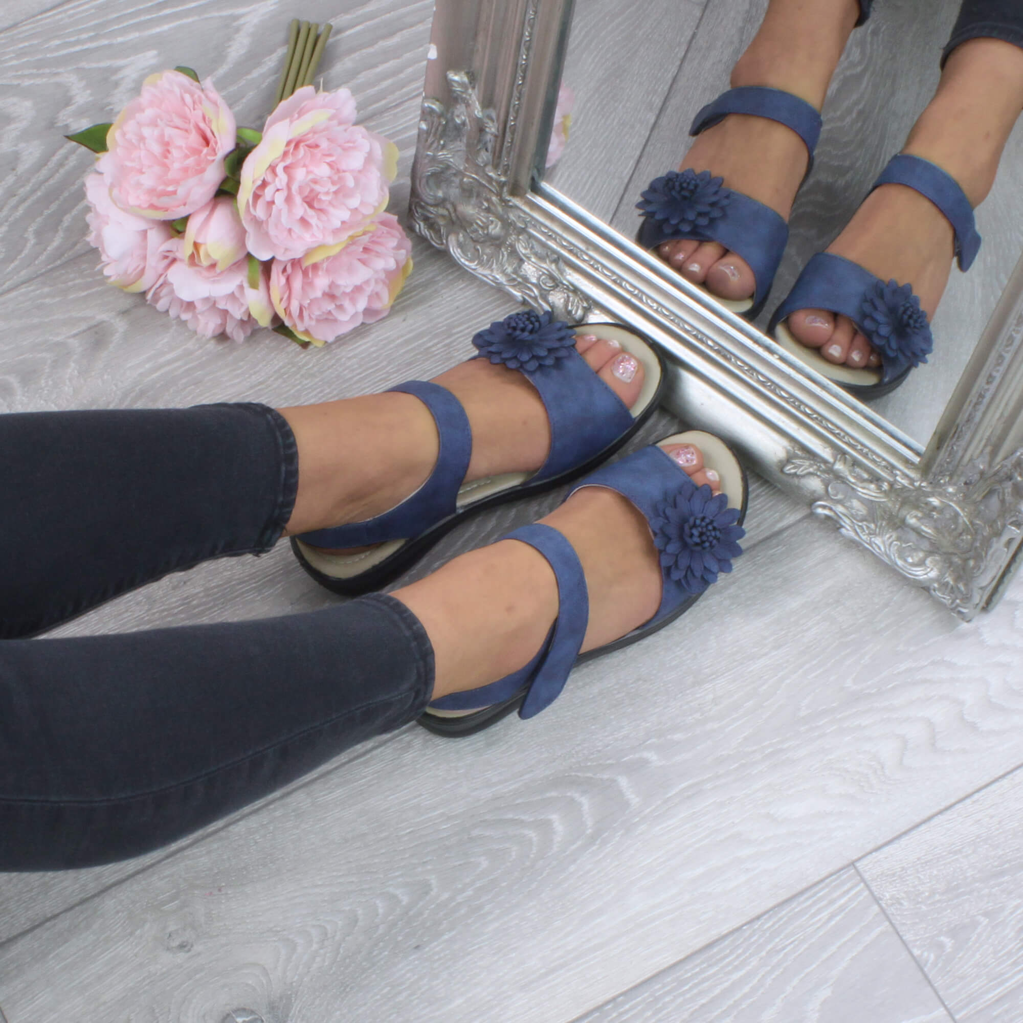 Navy Blue AJVANI Navy Blue Comfort Touch Close Sandals, Image 5 of 6
