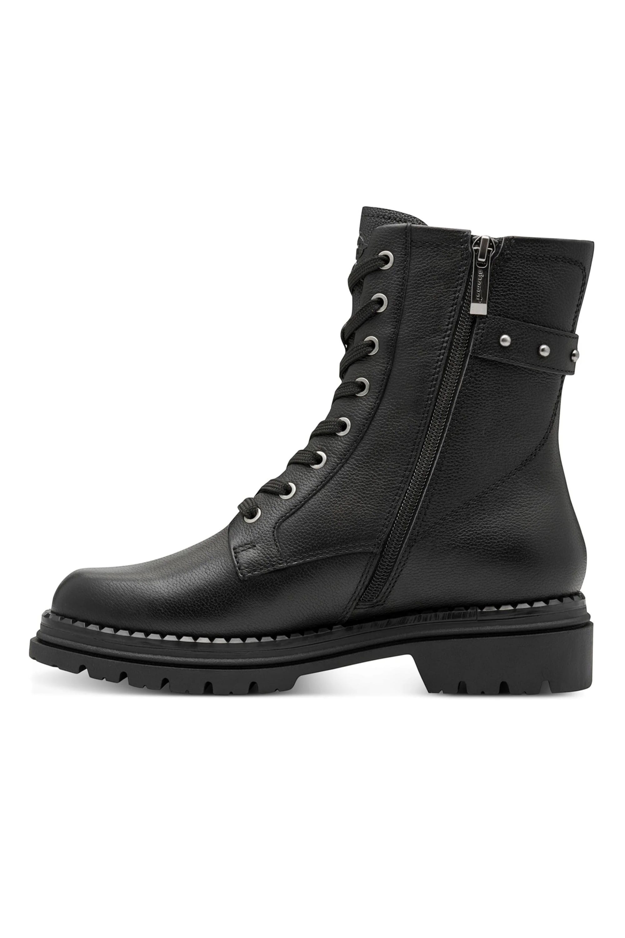 Black Tamaris Black Tamaris Womens Black Leather Combat Boot, Image 4 of 7