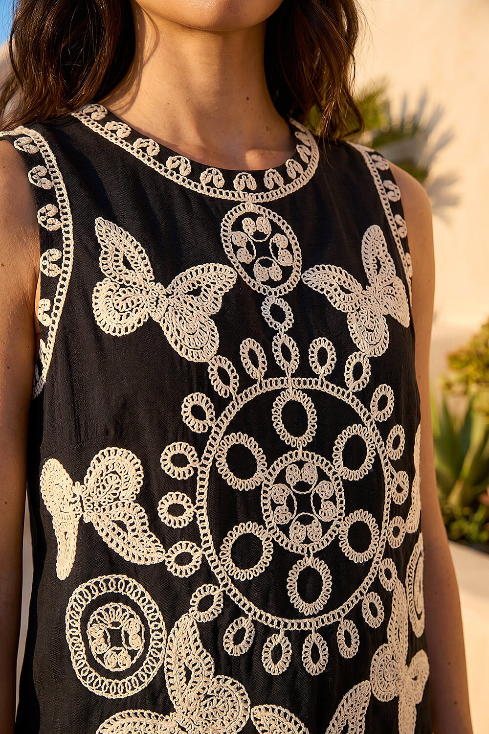 Black Butterfly Embroidered Vest Top, Image 5 of 4