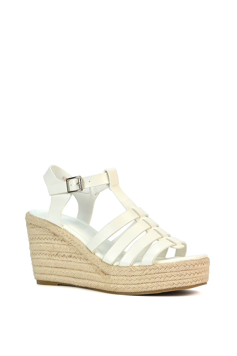 White 'Remi' Wedge Heel Platform Espadrille Square Toe Sandals, Image 2 of 5
