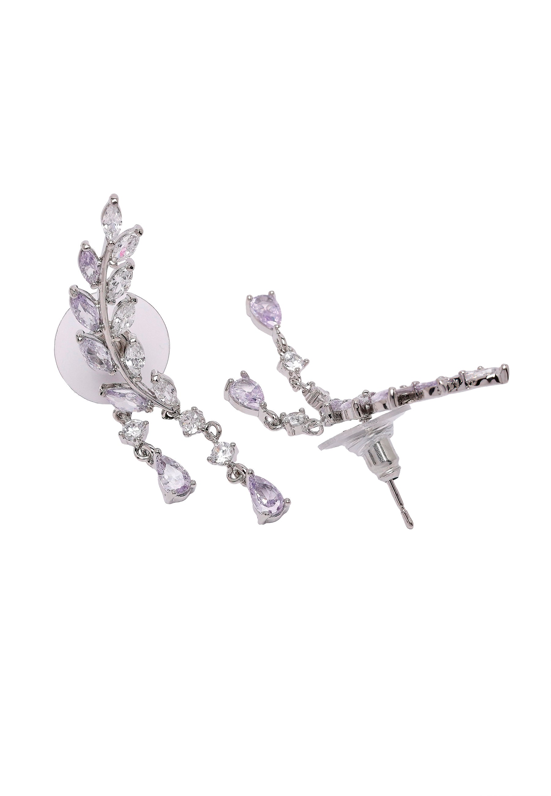 Lilac Diva Tilted Leaf Earrings, Image 3 of 5