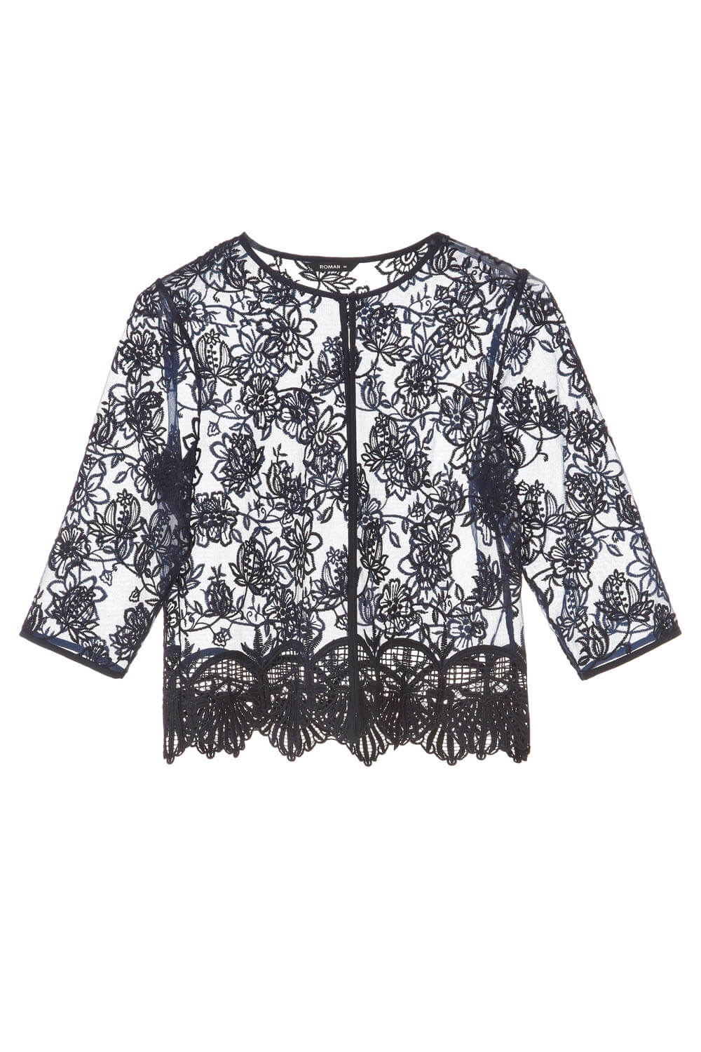 Short Floral Embroidered Lace Jacket, Image 6 of 5