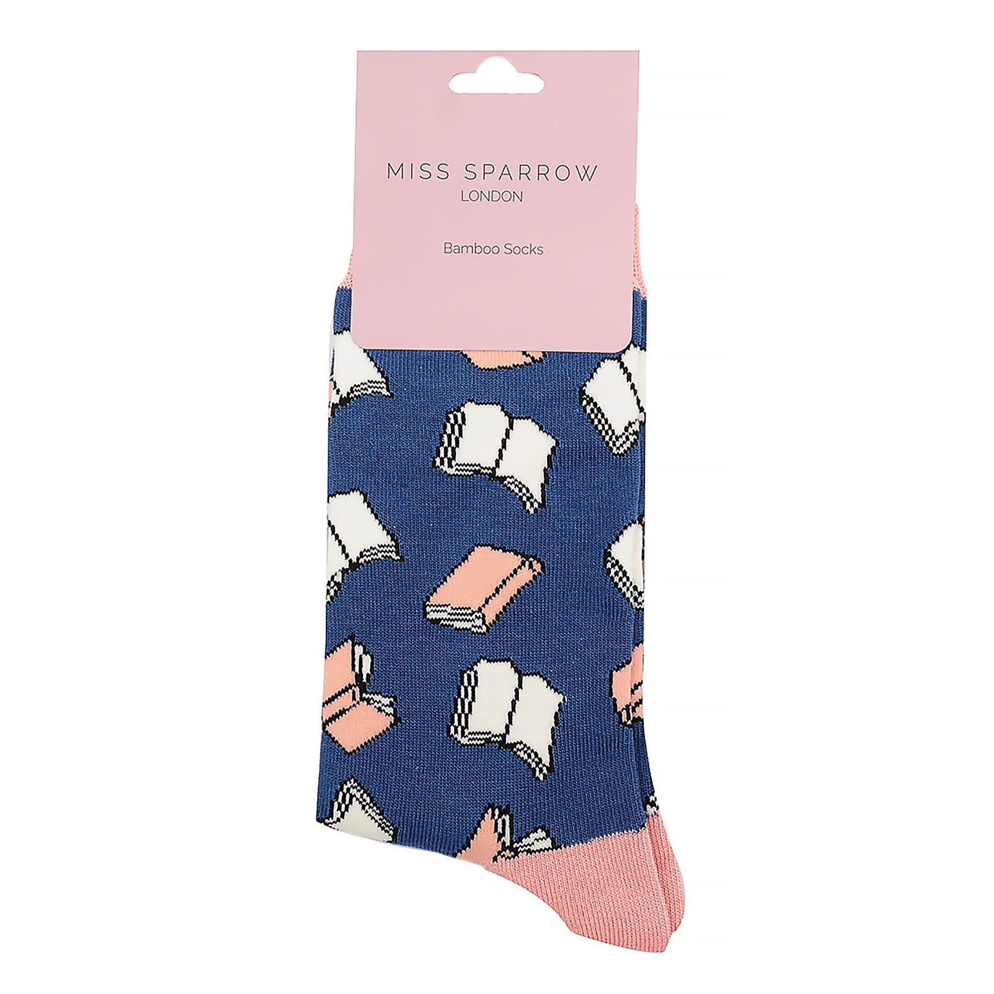 Navy Book Socks | Novelty Bamboo Socks, Image 3 of 3