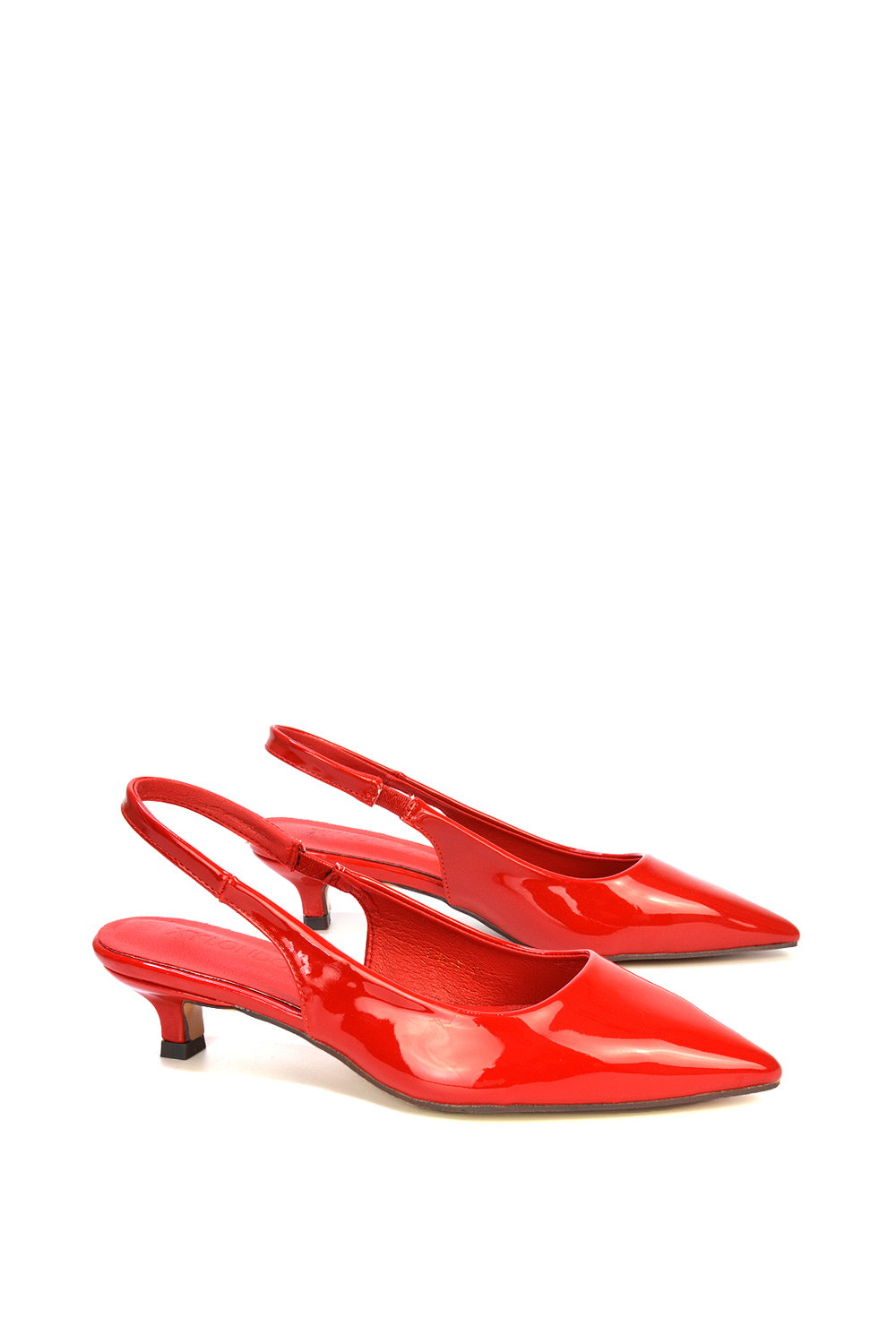 Red 'Jenny' Pointed Toe Low Kitten Heel Slingback Pumps, Image 4 of 5