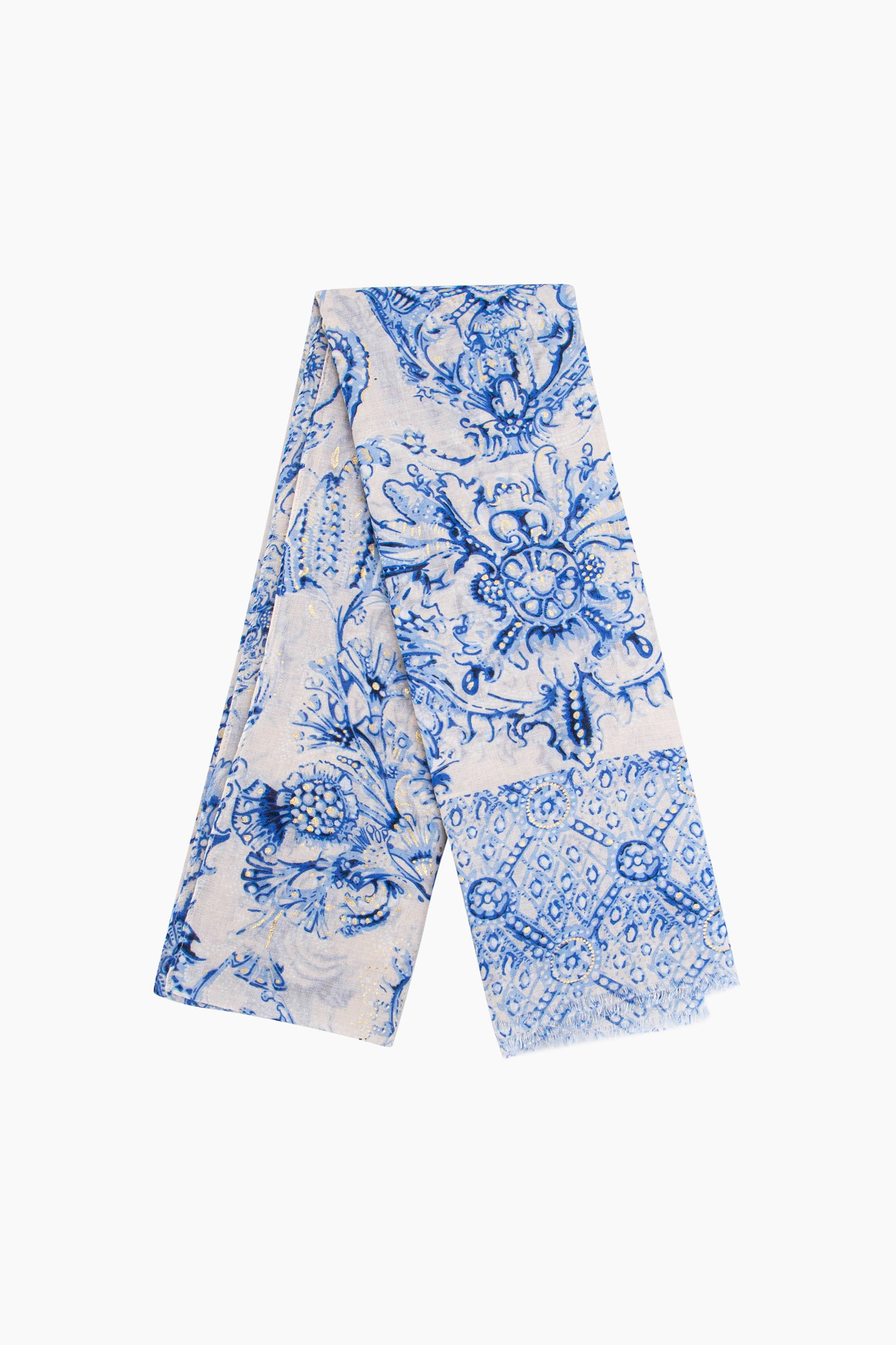Blue Vintage Floral Lightweight Scarf, Image 4 of 4