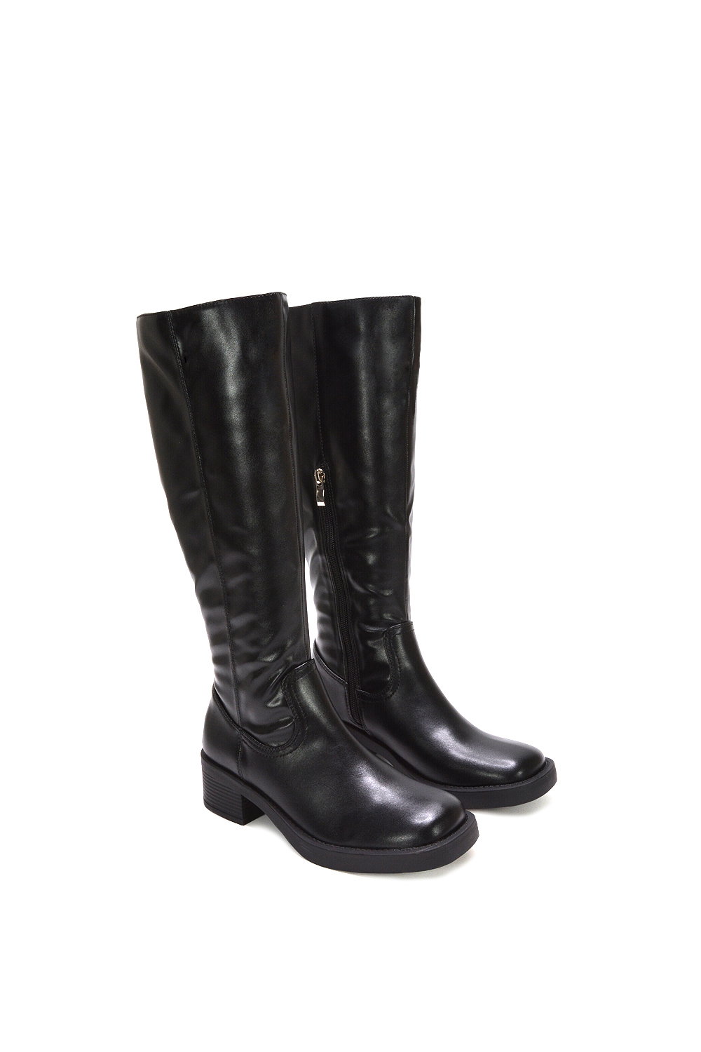 Black 'Nyx' Knee High Equestrian Style Biker Riding Boots, Image 6 of 6
