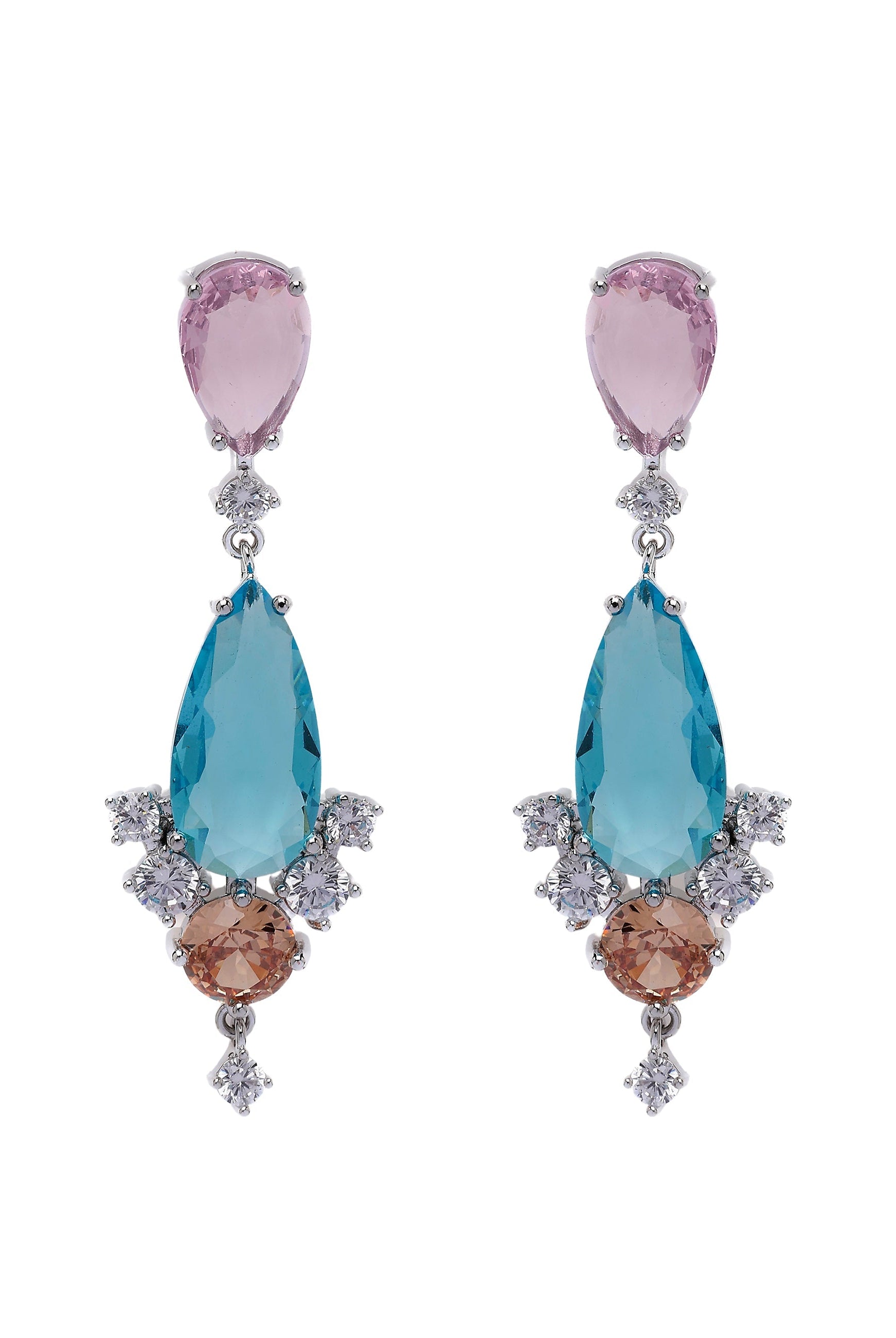 Multi Multicolored Geometric Drop Earrings