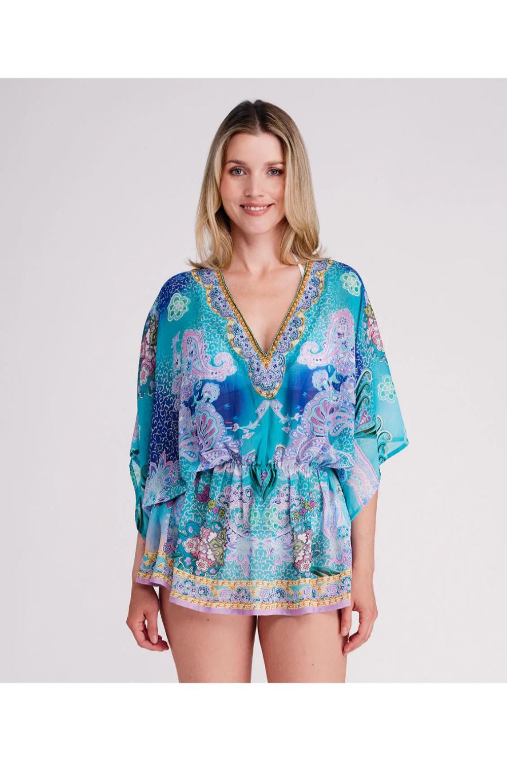 Turqouise Ravenna - Kaftan Beach Cover-up, Image 2 of 3