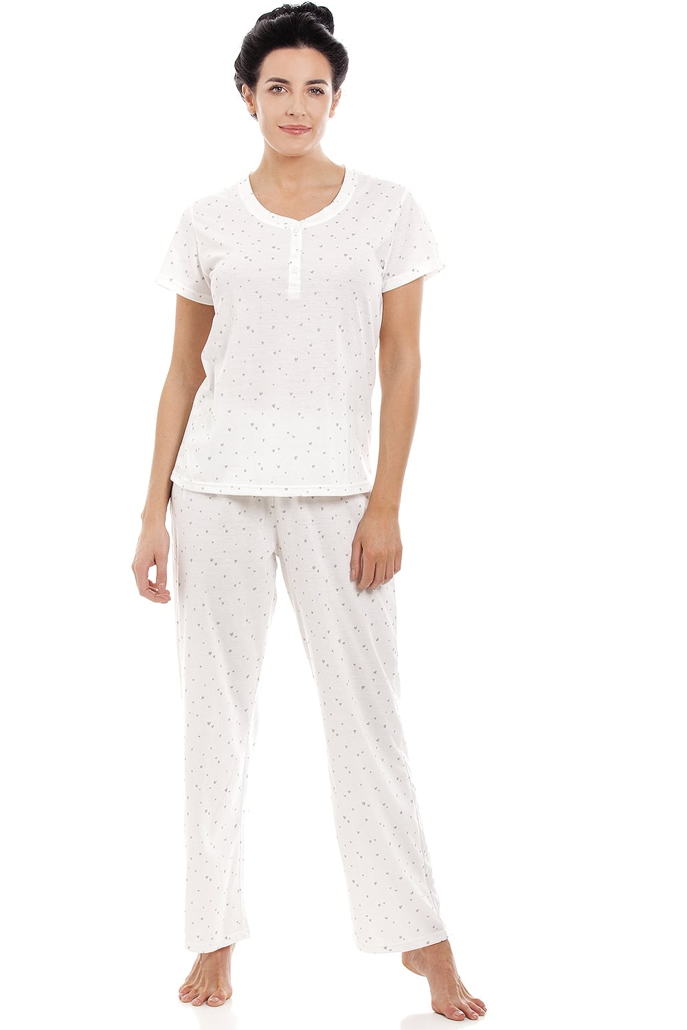 Pink Glitter Heart Print Lightweight Pyjama Set