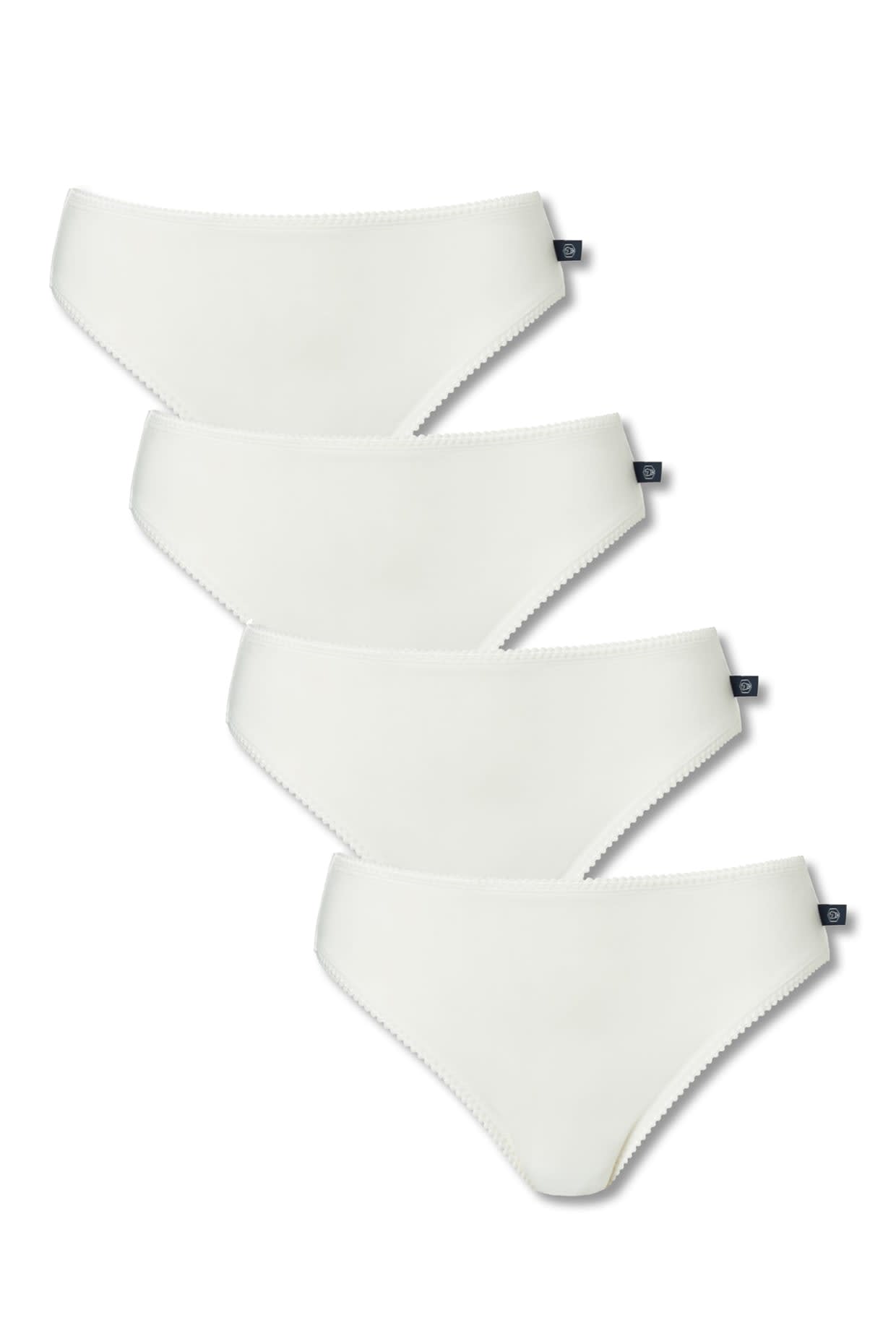 White Pack Of Four "Ivory" Bamboo High Leg Knickers