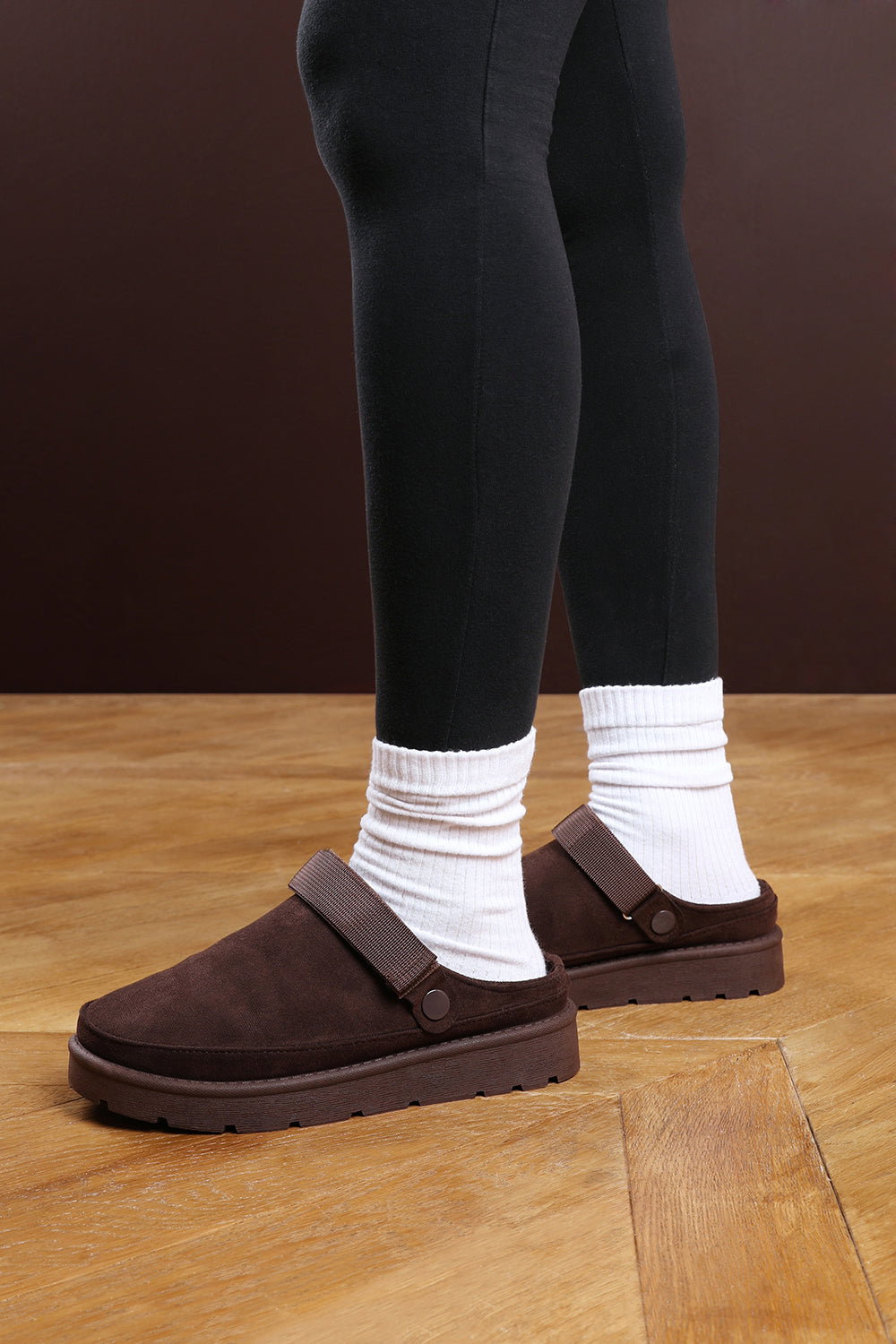Brown 'Aurelia' Slip On Adjustable Strap Mini Boots, Image 7 of 7