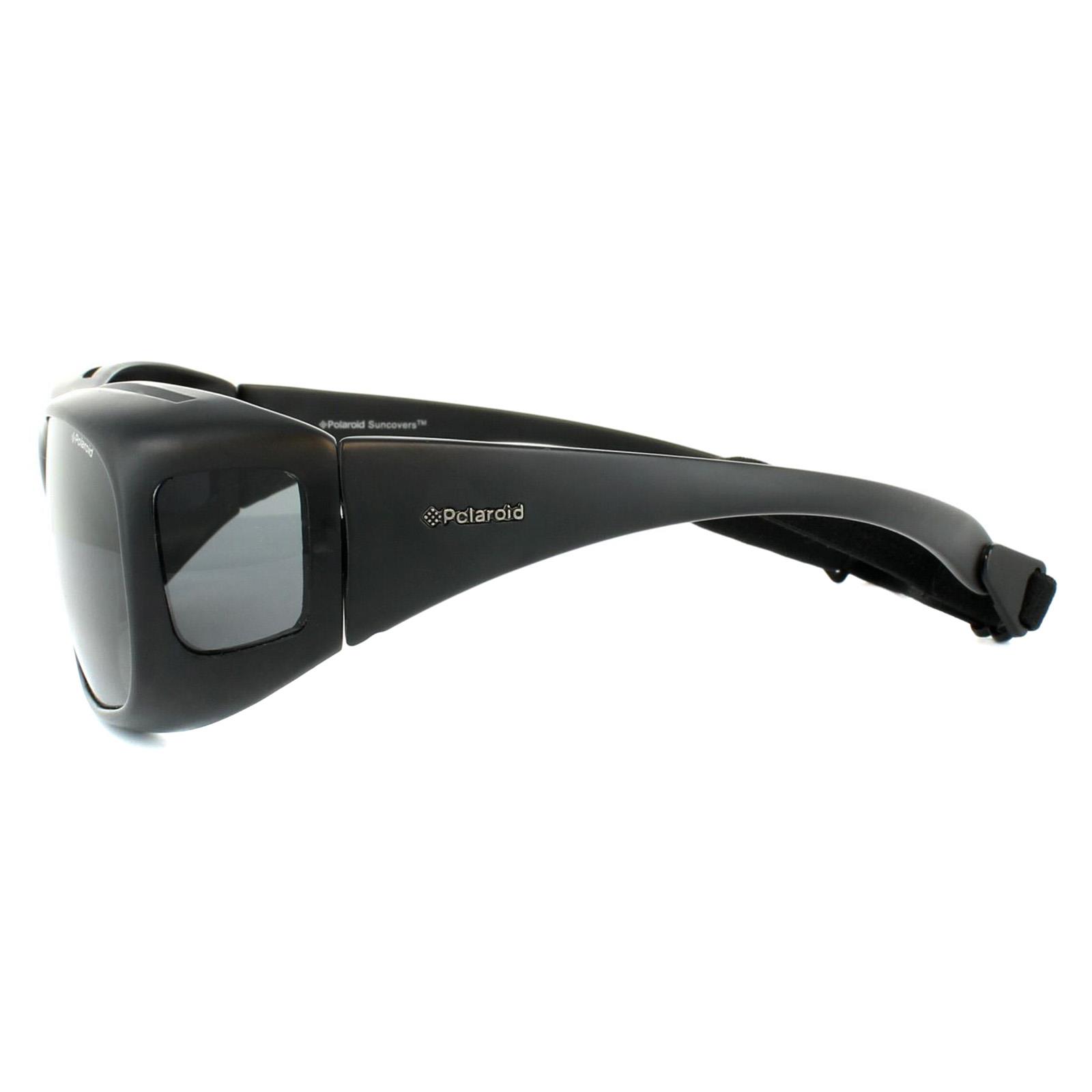 Black Polaroid Black Suncovers Wrap Black Grey Polarized Sunglasses, Image 3 of 4