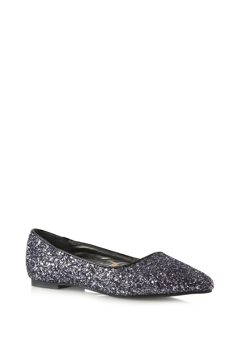 Black 'Rosalie' Statement Pointed Toe Flat Bridal Ballerina Pump Shoes, Image 2 of 5